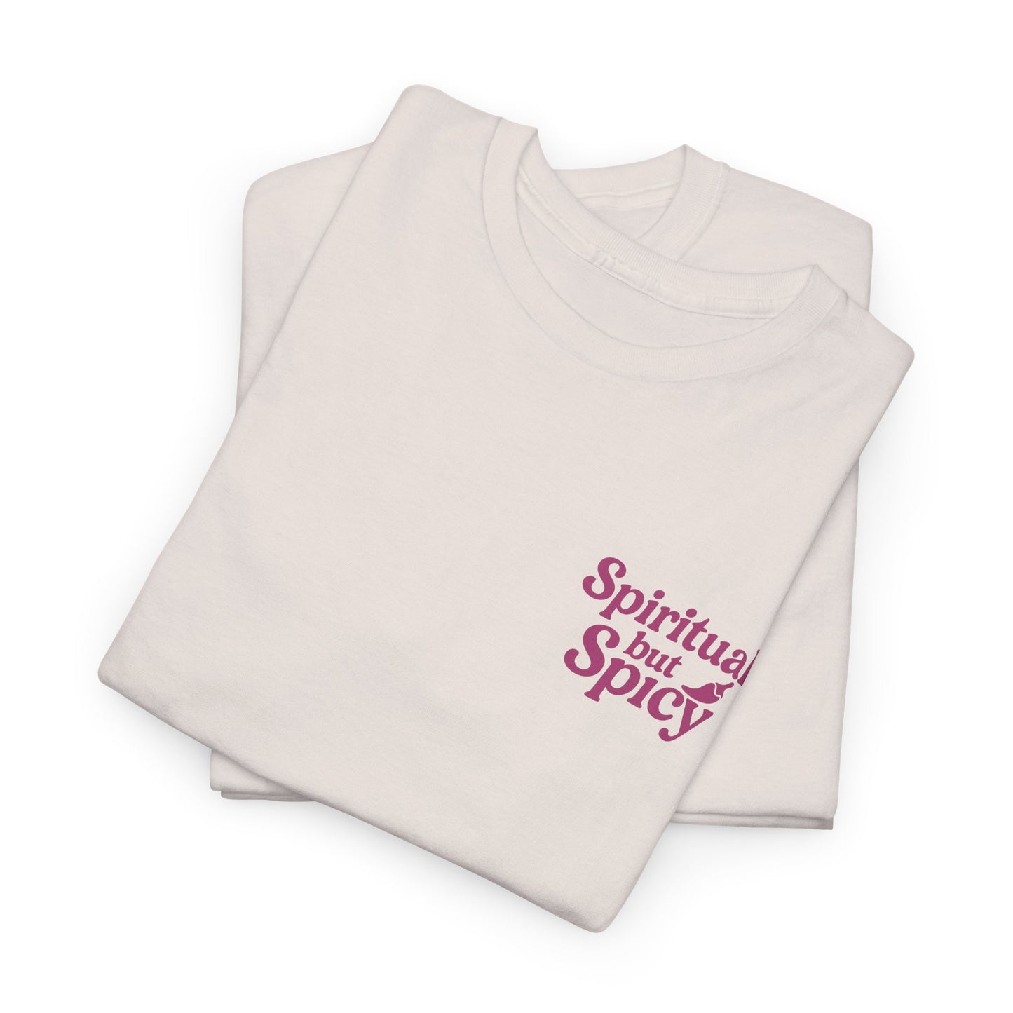 Spiritual but Spicy Unisex T-Shirt – Retro Mini Slogan Tee, Vintage Inspired Graphic Top, Feminine Statement Shirt - Madame Soulière