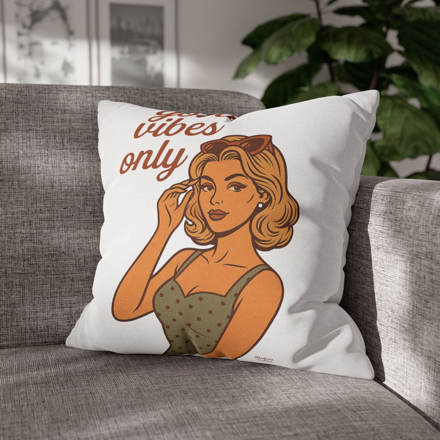 Good Vibes Only Starts Here - Retro Spiritual Pillow, Aesthetic Home Decor - Madame Soulière