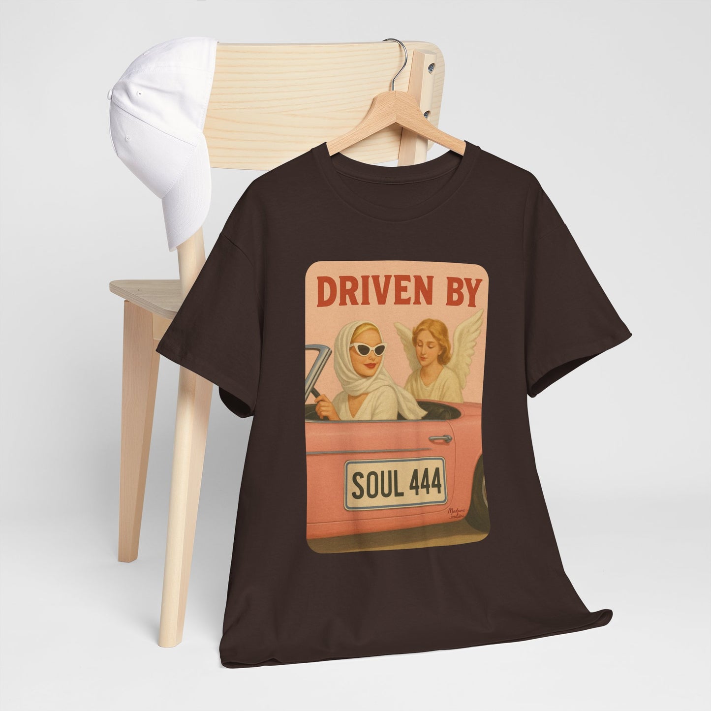 Driven by Soul 444 – Angel Number Retro Graphic Tee | Unisex Vintage Empowerment Shirt - Madame Soulière