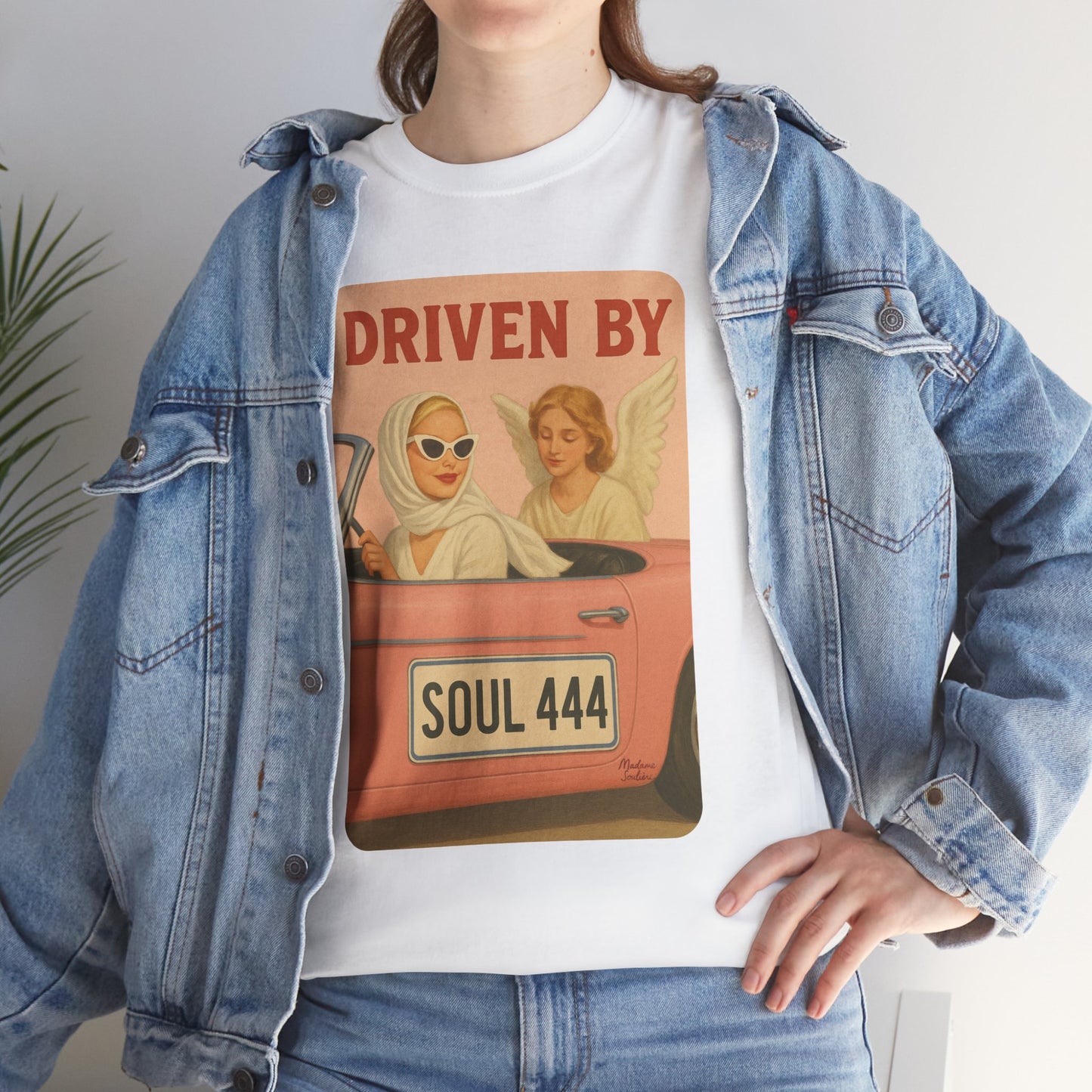 Driven by Soul 444 – Angel Number Retro Graphic Tee | Unisex Vintage Empowerment Shirt - Madame Soulière
