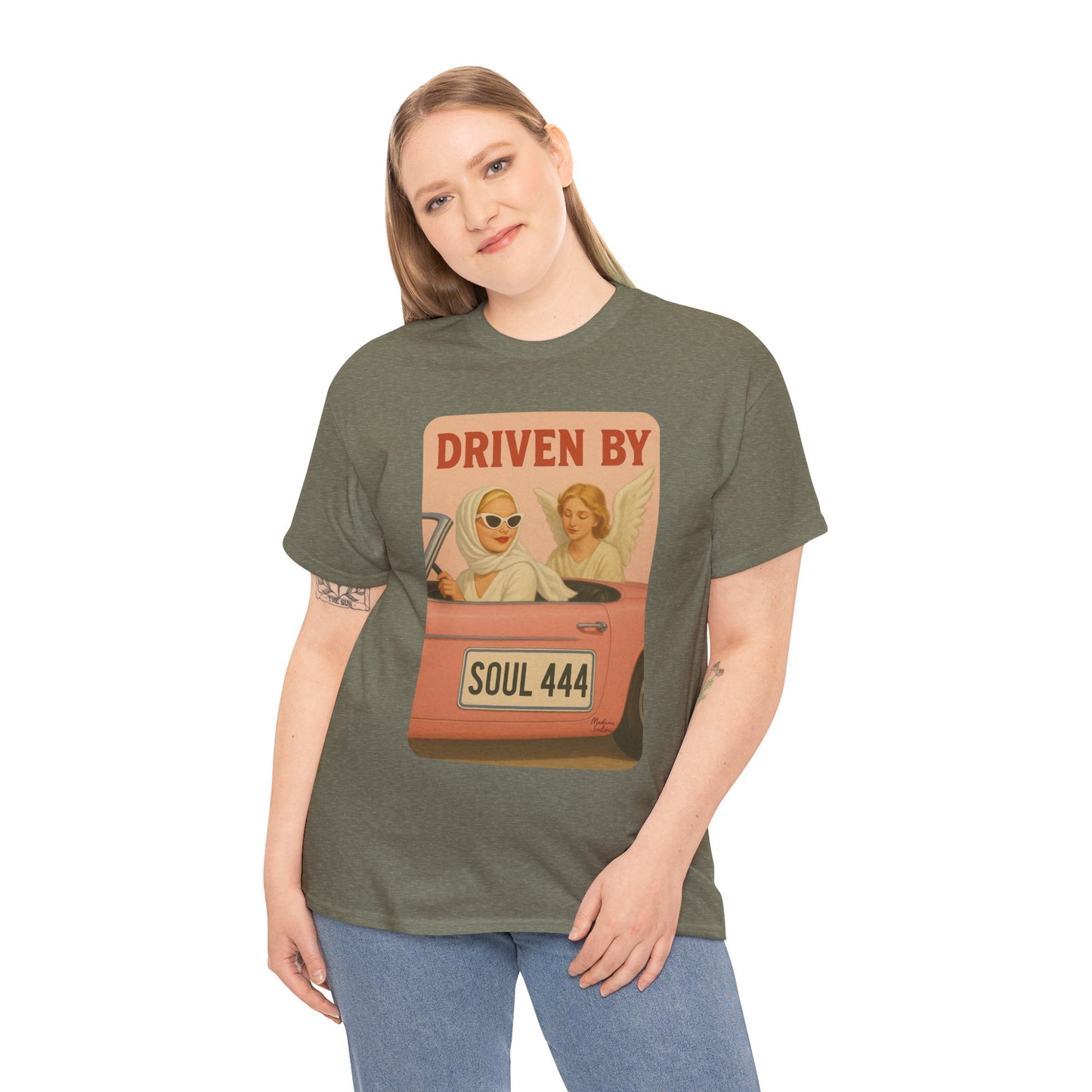 Driven by Soul 444 – Angel Number Retro Graphic Tee | Unisex Vintage Empowerment Shirt - Madame Soulière