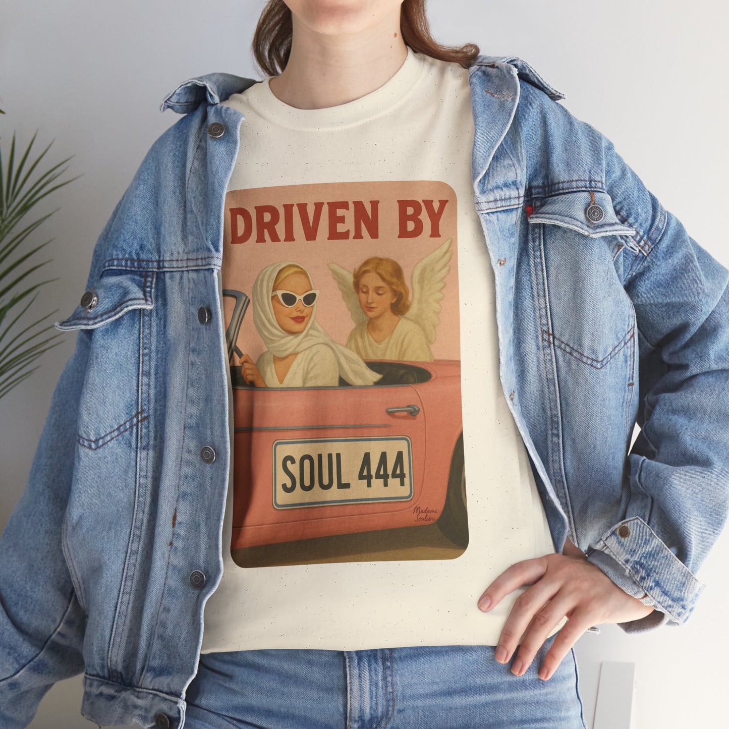 Driven by Soul 444 – Angel Number Retro Graphic Tee | Unisex Vintage Empowerment Shirt - Madame Soulière
