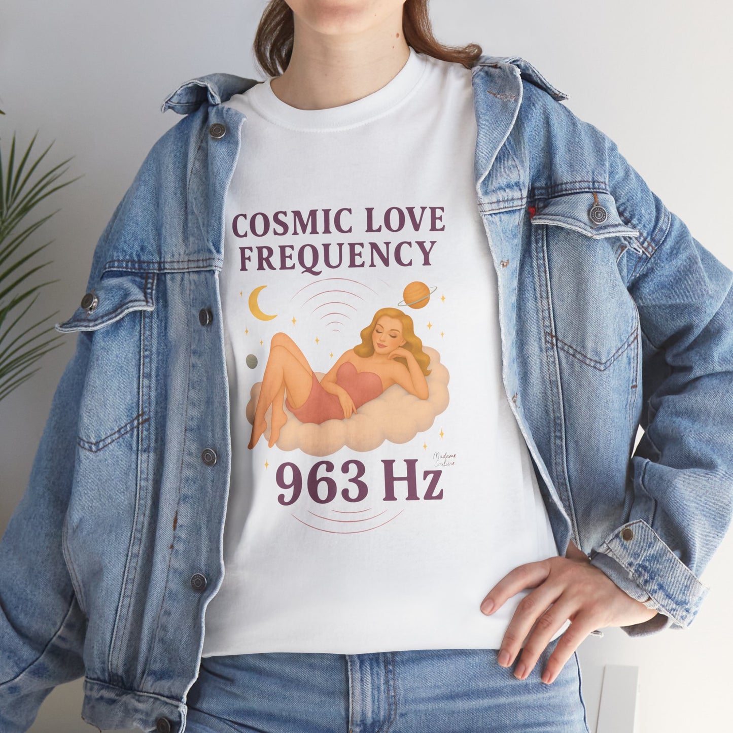 Cosmic Love Frequency 963 Hz Unisex T-Shirt – Retro Vintage Spiritual Graphic Tee, Angel Number Vibes, Feminine Pin Up Inspired Top - Madame Soulière