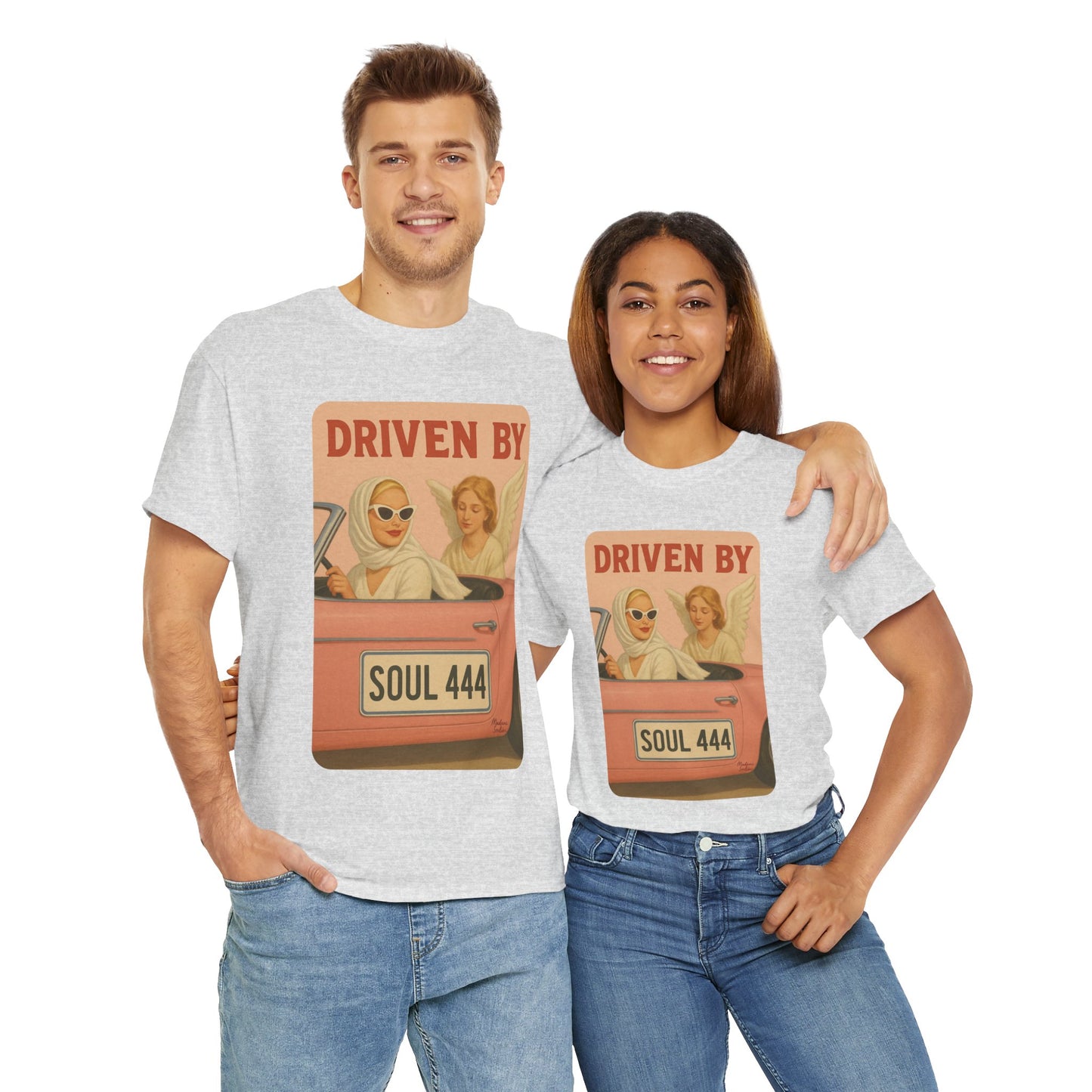 Driven by Soul 444 – Angel Number Retro Graphic Tee | Unisex Vintage Empowerment Shirt - Madame Soulière