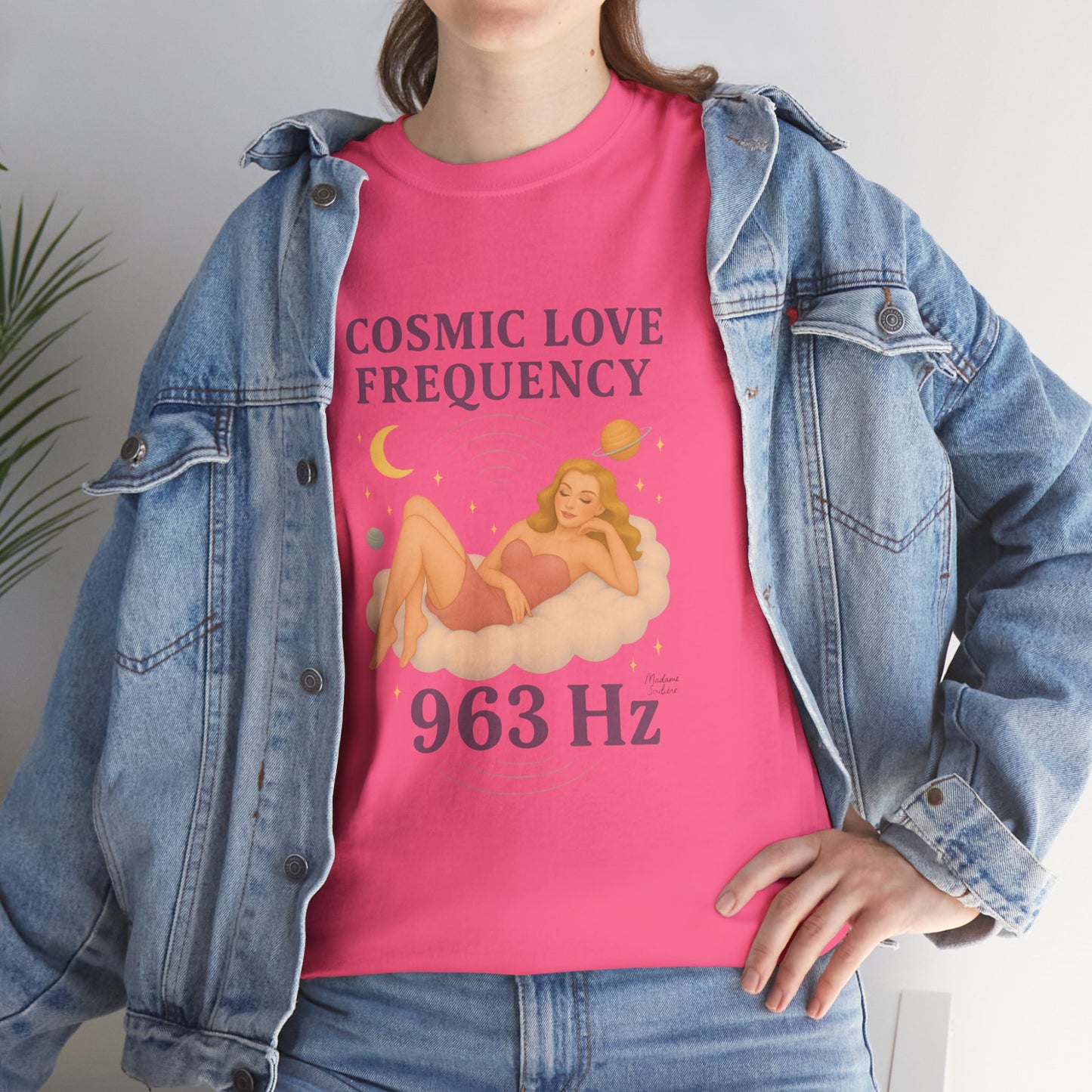 Cosmic Love Frequency 963 Hz Unisex T-Shirt – Retro Vintage Spiritual Graphic Tee, Angel Number Vibes, Feminine Pin Up Inspired Top - Madame Soulière