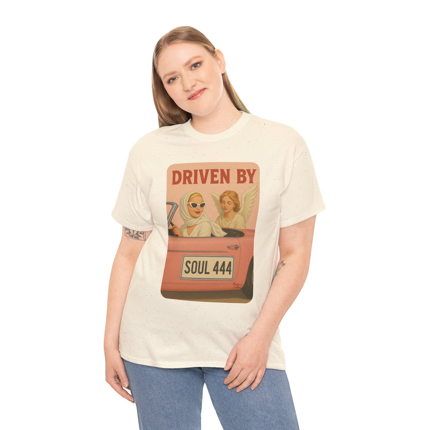 Driven by Soul 444 – Angel Number Retro Graphic Tee | Unisex Vintage Empowerment Shirt - Madame Soulière