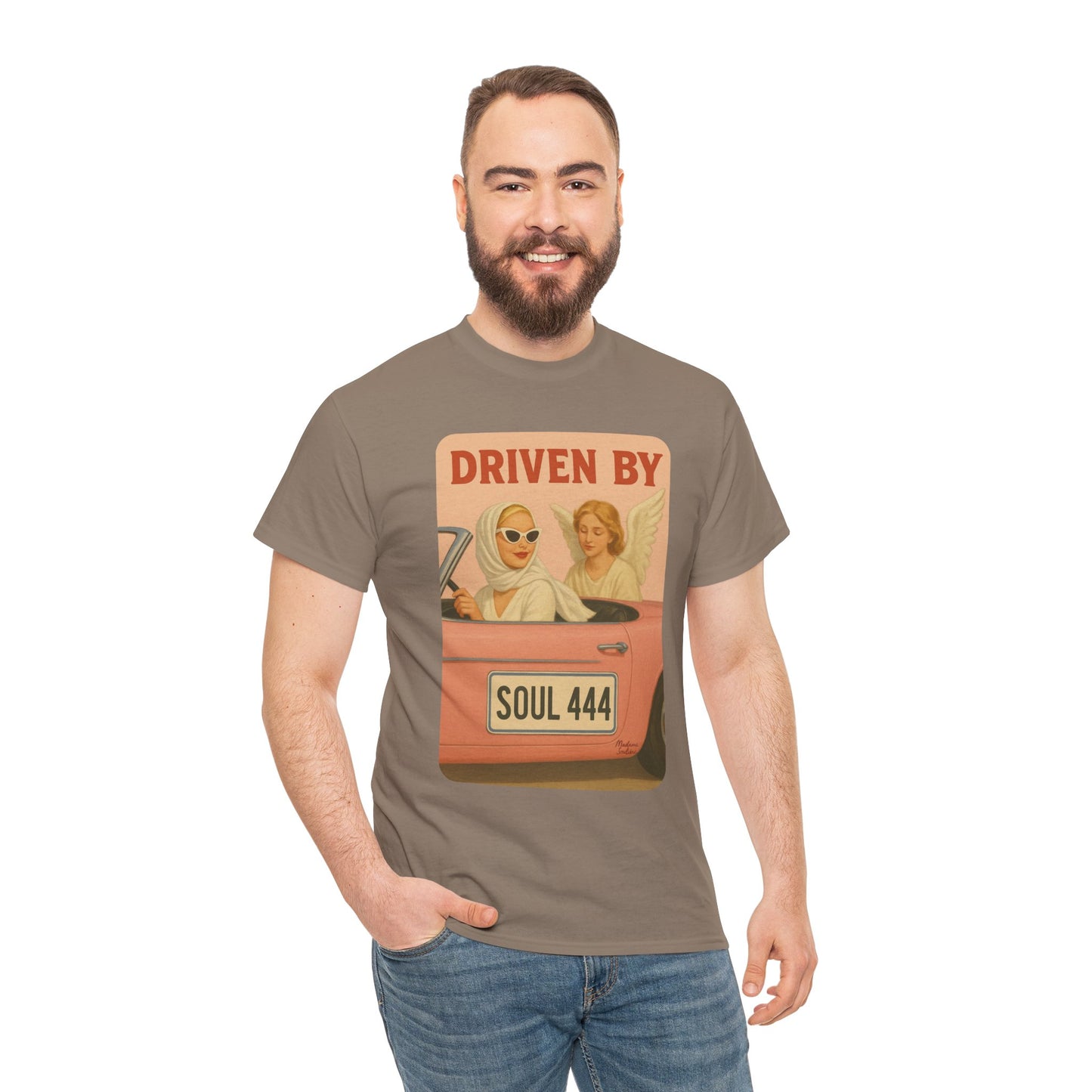 Driven by Soul 444 – Angel Number Retro Graphic Tee | Unisex Vintage Empowerment Shirt - Madame Soulière