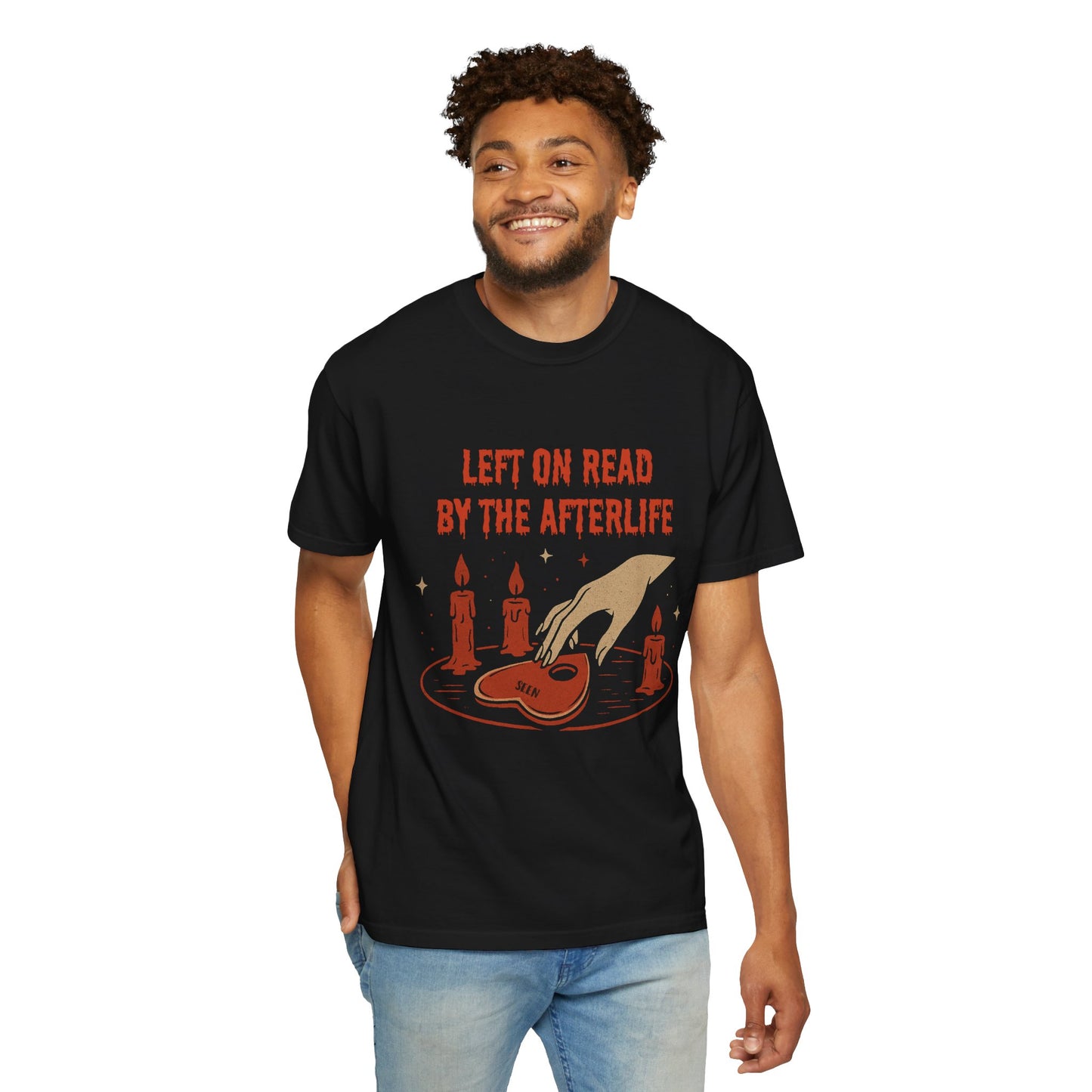 Halloween T-Shirt Unisex – Retro Vintage Design „Left on Read by the Afterlife“ - Madame Soulière