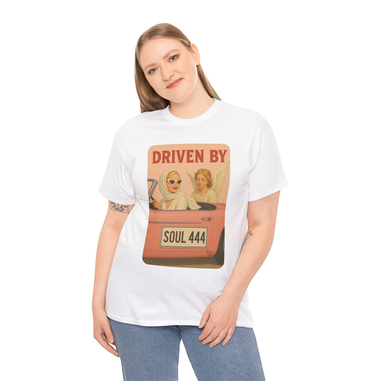 Driven by Soul 444 – Angel Number Retro Graphic Tee | Unisex Vintage Empowerment Shirt - Madame Soulière