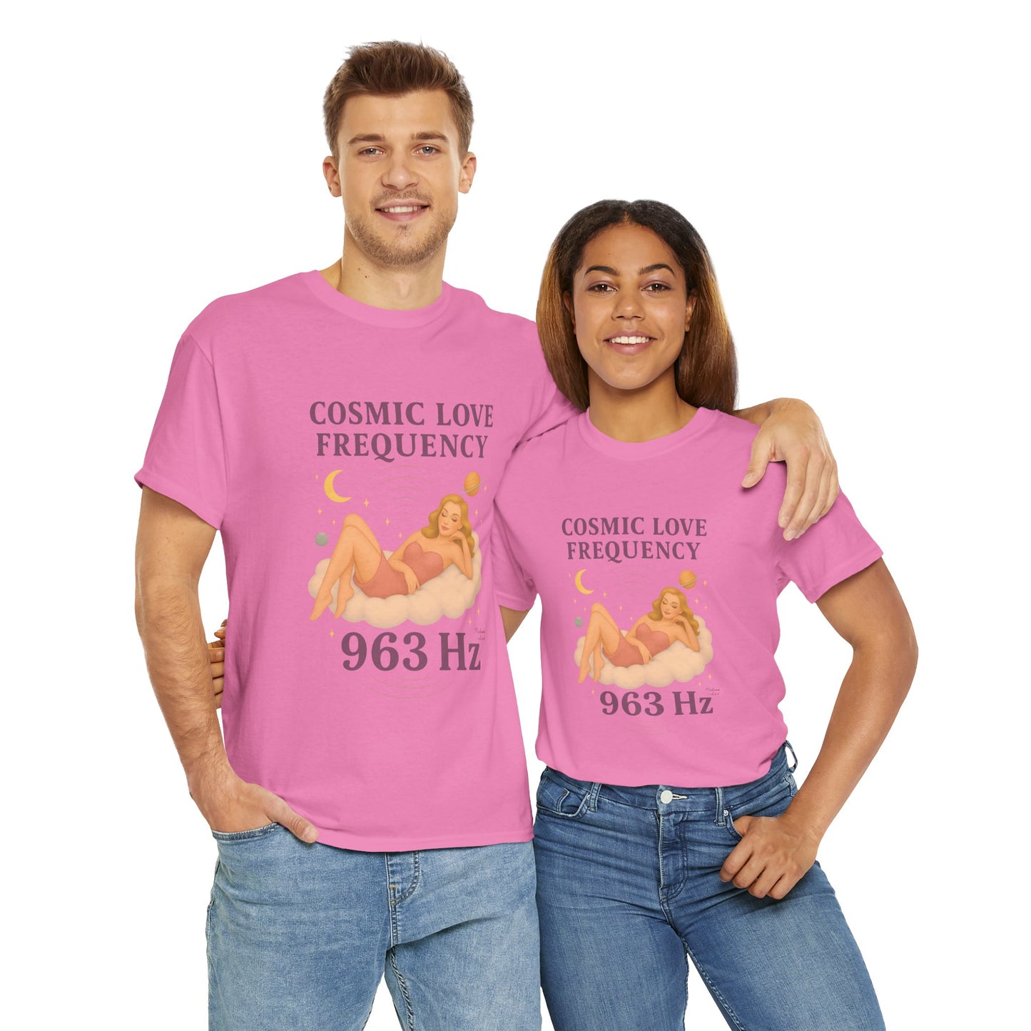 Cosmic Love Frequency 963 Hz Unisex T-Shirt – Retro Vintage Spiritual Graphic Tee, Angel Number Vibes, Feminine Pin Up Inspired Top - Madame Soulière