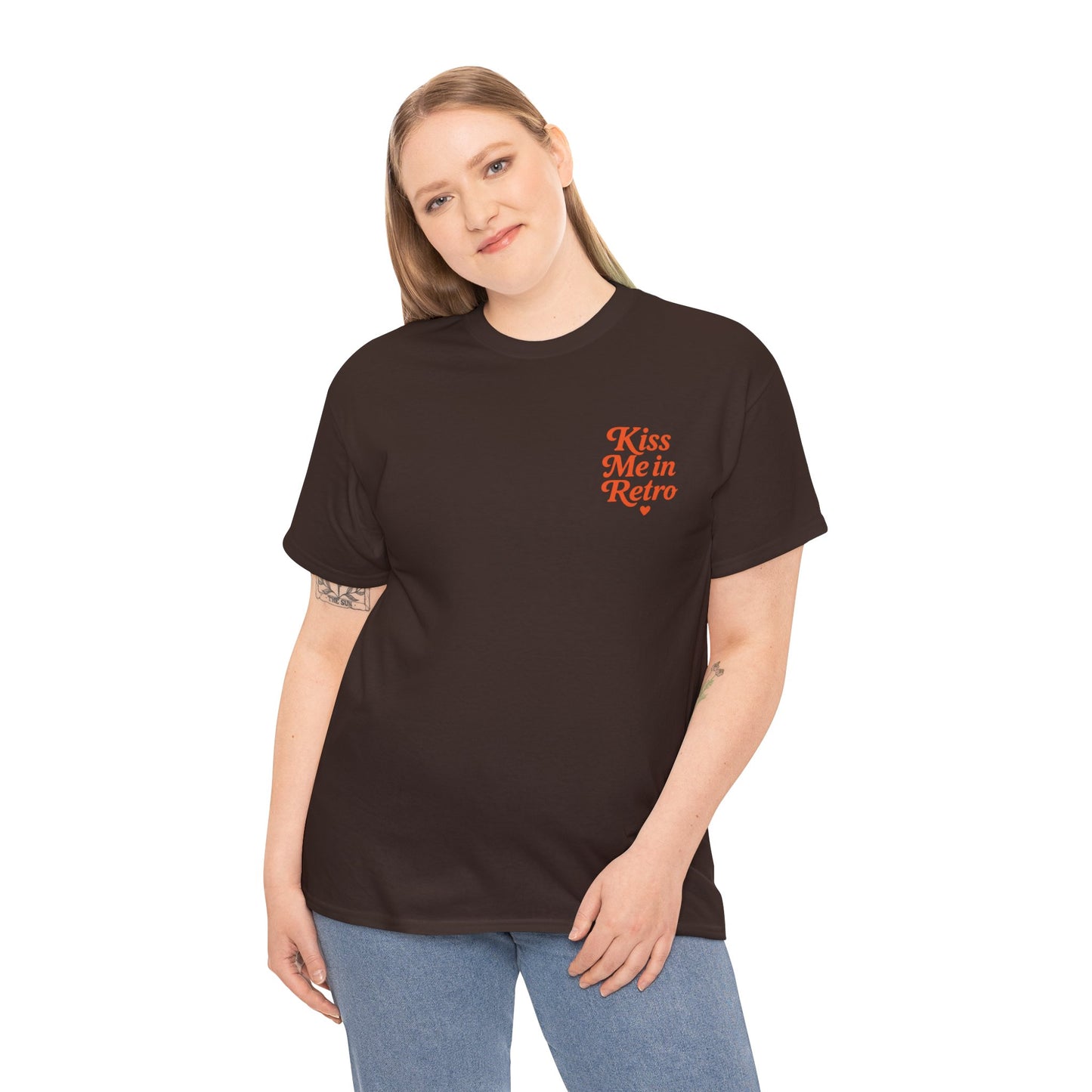 Retro Mini Slogan Unisex T-Shirt – Kiss Me in Retro Graphic Tee, Vintage Pin Up Inspired Top, 50s Rockabilly Style, Feminine Retro Statement Shirt - Madame Soulière