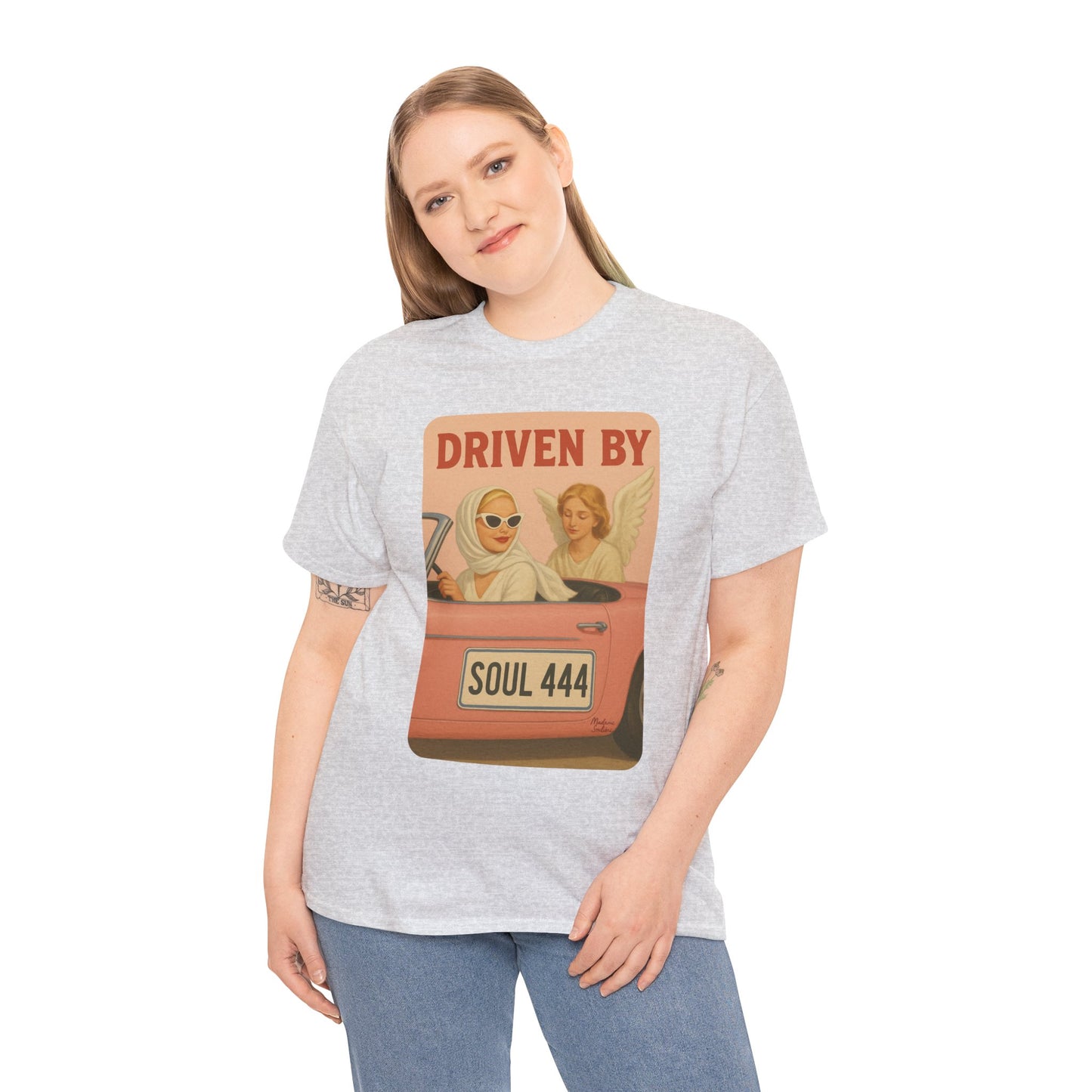 Driven by Soul 444 – Angel Number Retro Graphic Tee | Unisex Vintage Empowerment Shirt - Madame Soulière