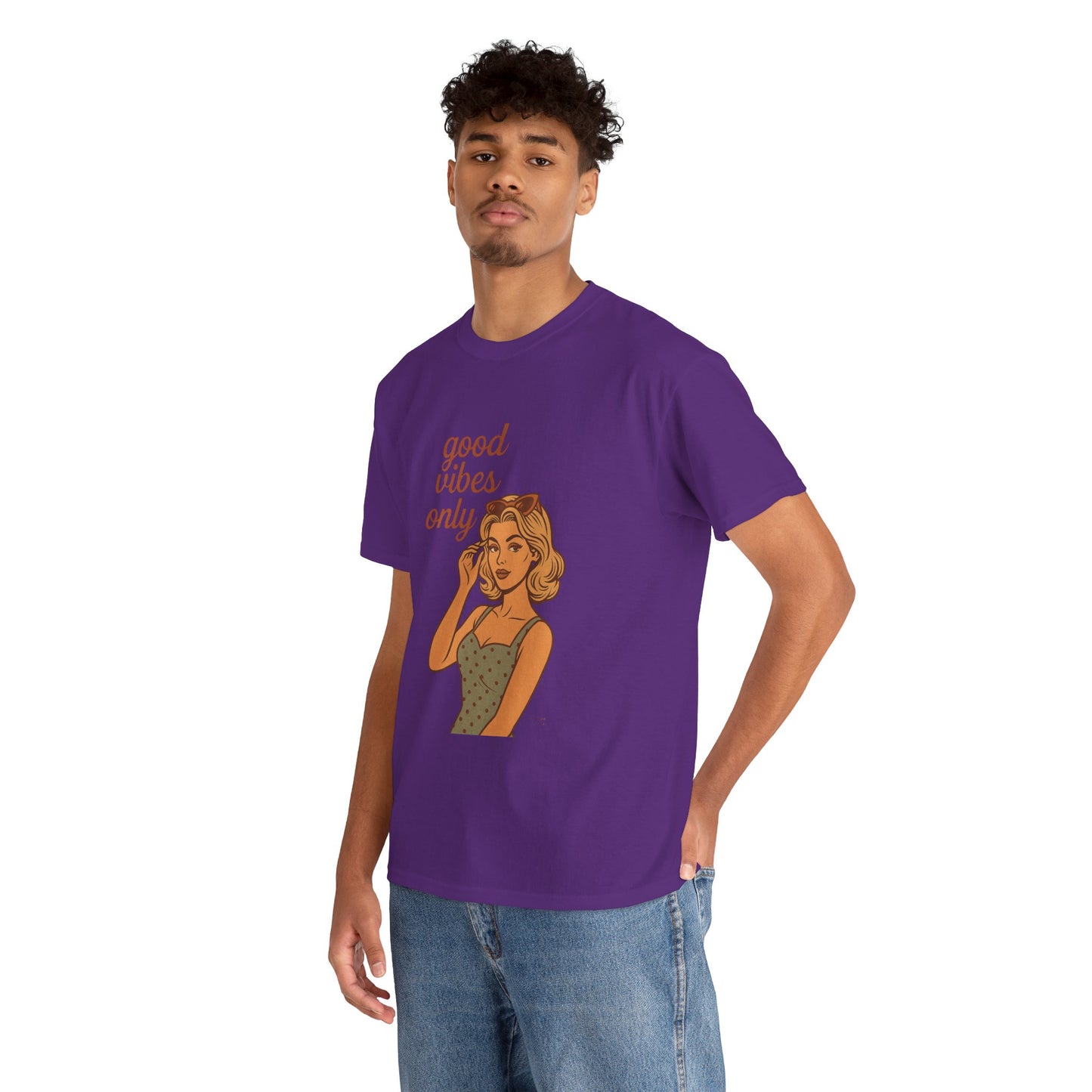 Retro Graphic Unisex T-Shirt – Good Vibes Only Vintage Pin Up Tee, 50s Inspired Feminine Empowerment Top, Spiritual Positive Energy Shirt - Madame Soulière