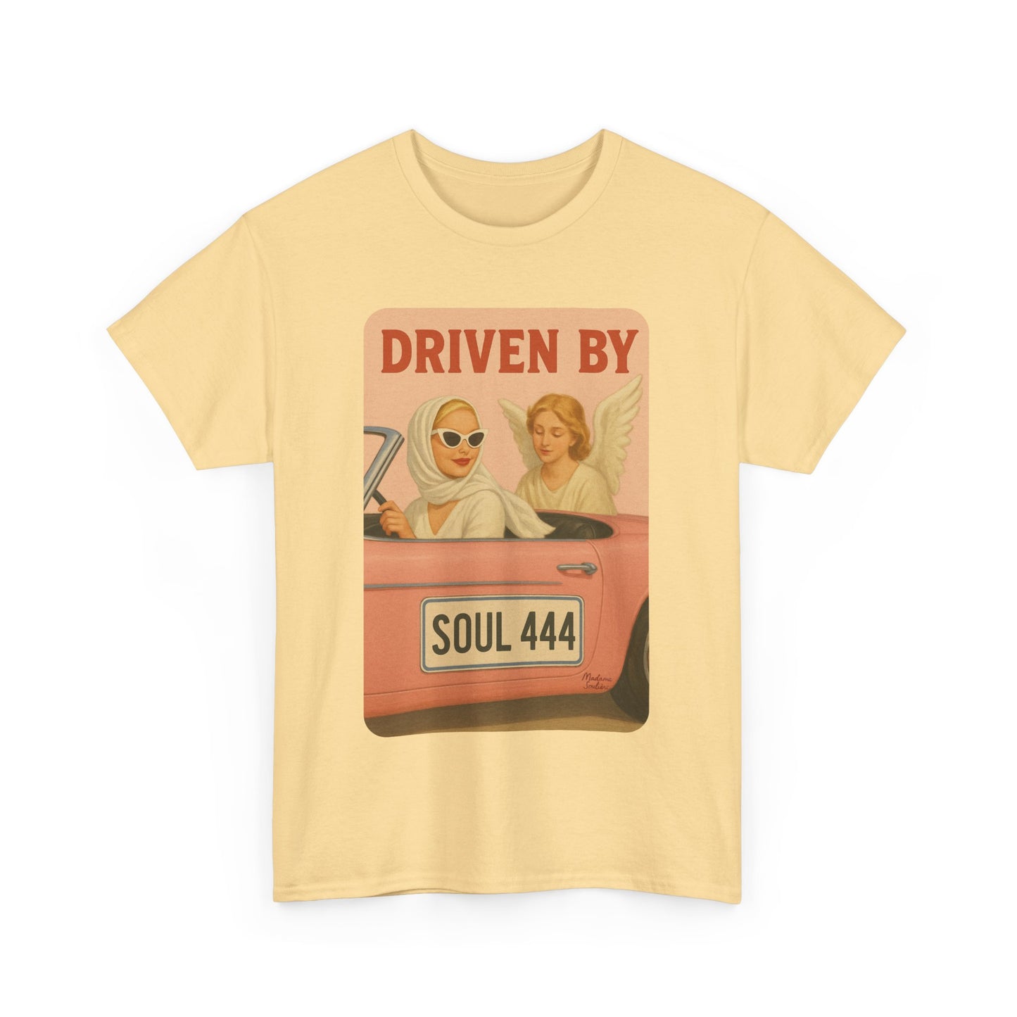 Driven by Soul 444 – Angel Number Retro Graphic Tee | Unisex Vintage Empowerment Shirt - Madame Soulière