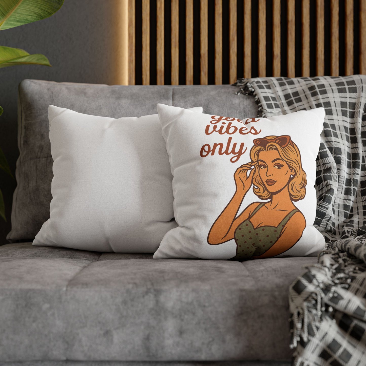 Good Vibes Only Starts Here - Retro Spiritual Pillow, Aesthetic Home Decor - Madame Soulière
