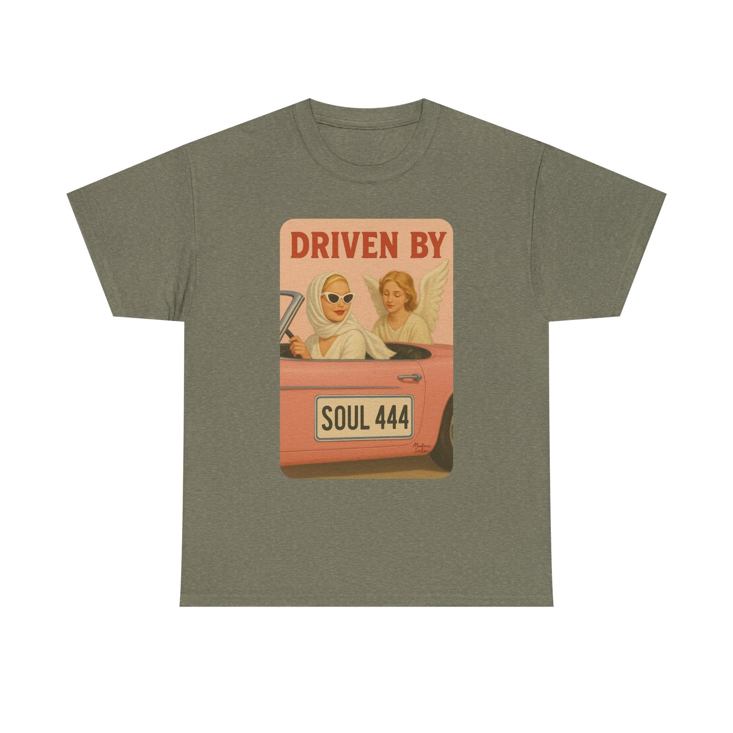 Driven by Soul 444 – Angel Number Retro Graphic Tee | Unisex Vintage Empowerment Shirt - Madame Soulière