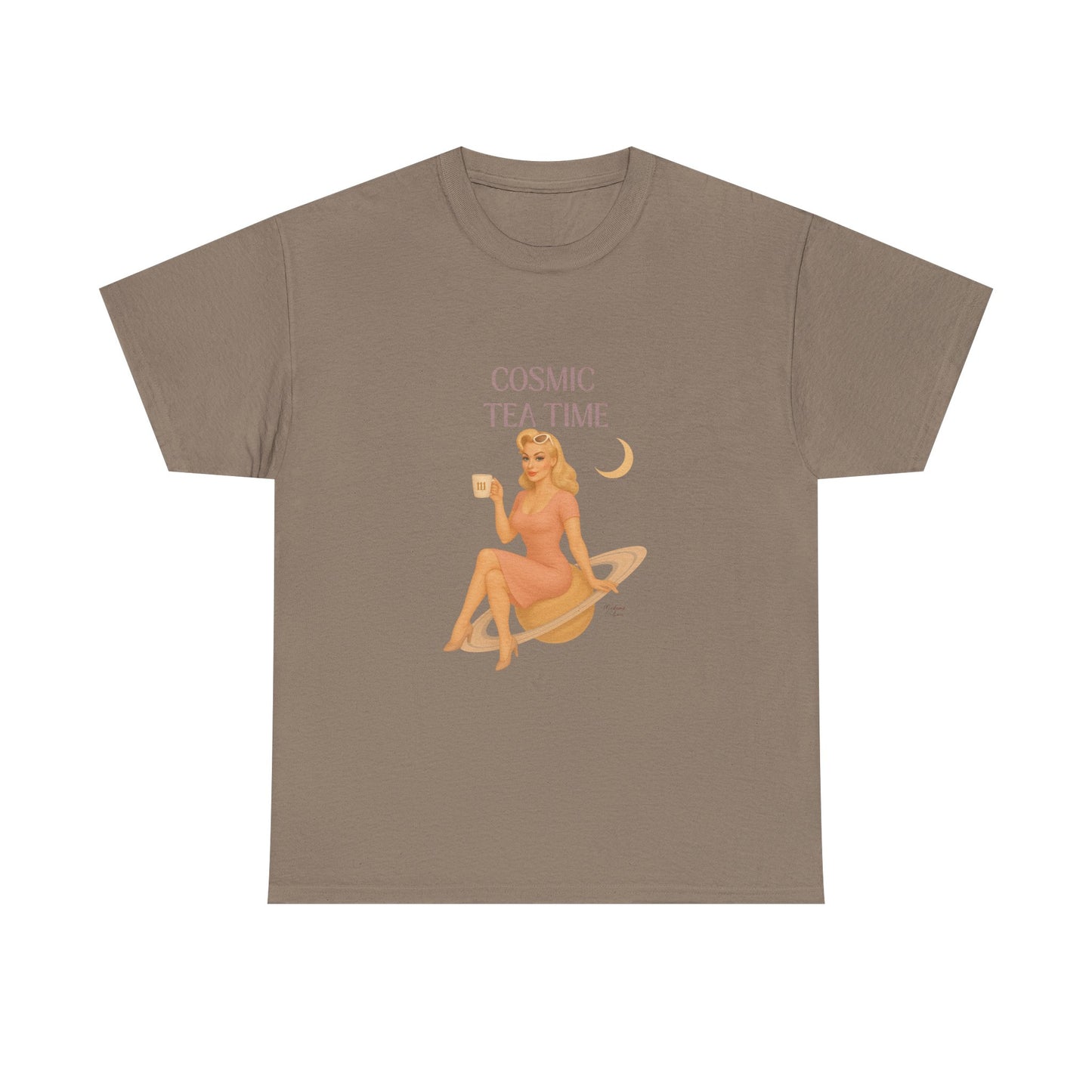 Cosmic Tea Time 111 Unisex T-Shirt – Retro Vintage Graphic Tee, Angel Number Shirt, Spiritual Pin Up Top, Unisex Cosmic Vibes Tee - Madame Soulière