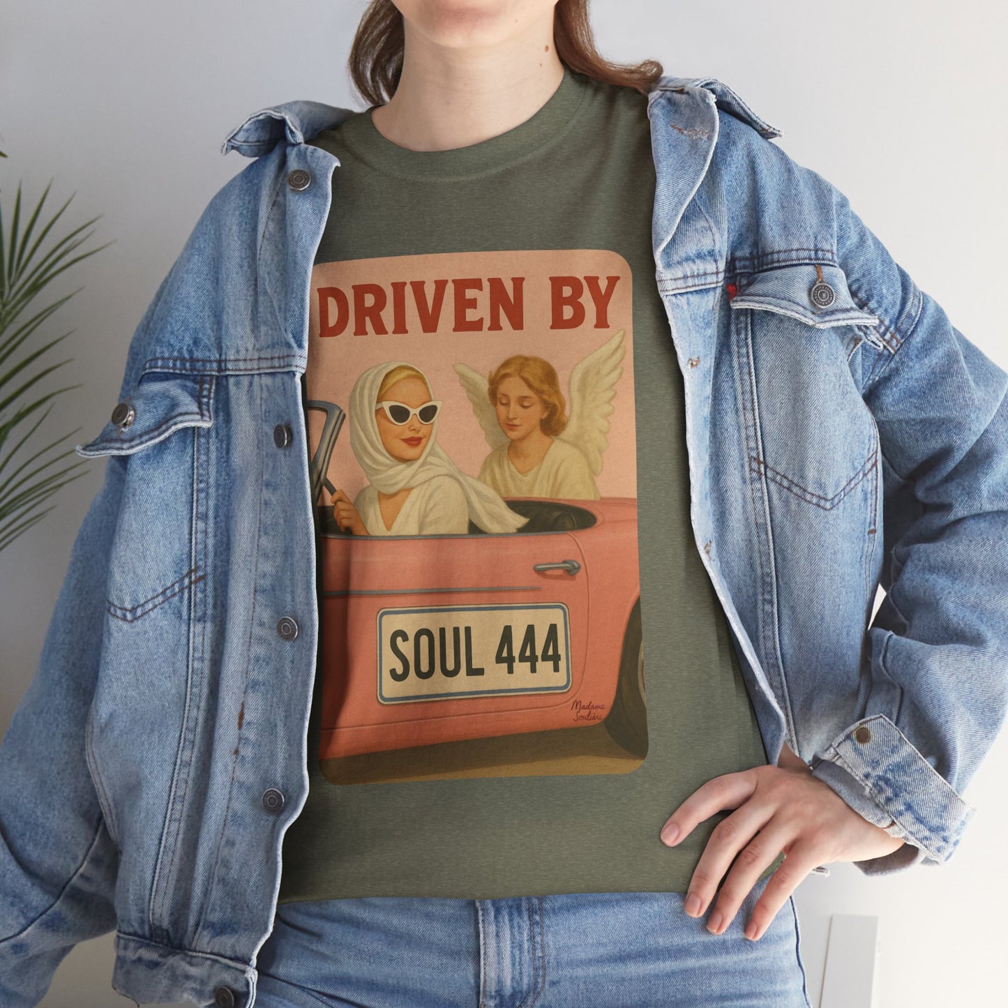 Driven by Soul 444 – Angel Number Retro Graphic Tee | Unisex Vintage Empowerment Shirt - Madame Soulière
