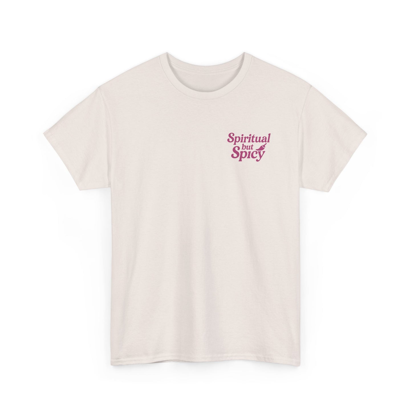 Spiritual but Spicy Unisex T-Shirt – Retro Mini Slogan Tee, Vintage Inspired Graphic Top, Feminine Statement Shirt - Madame Soulière