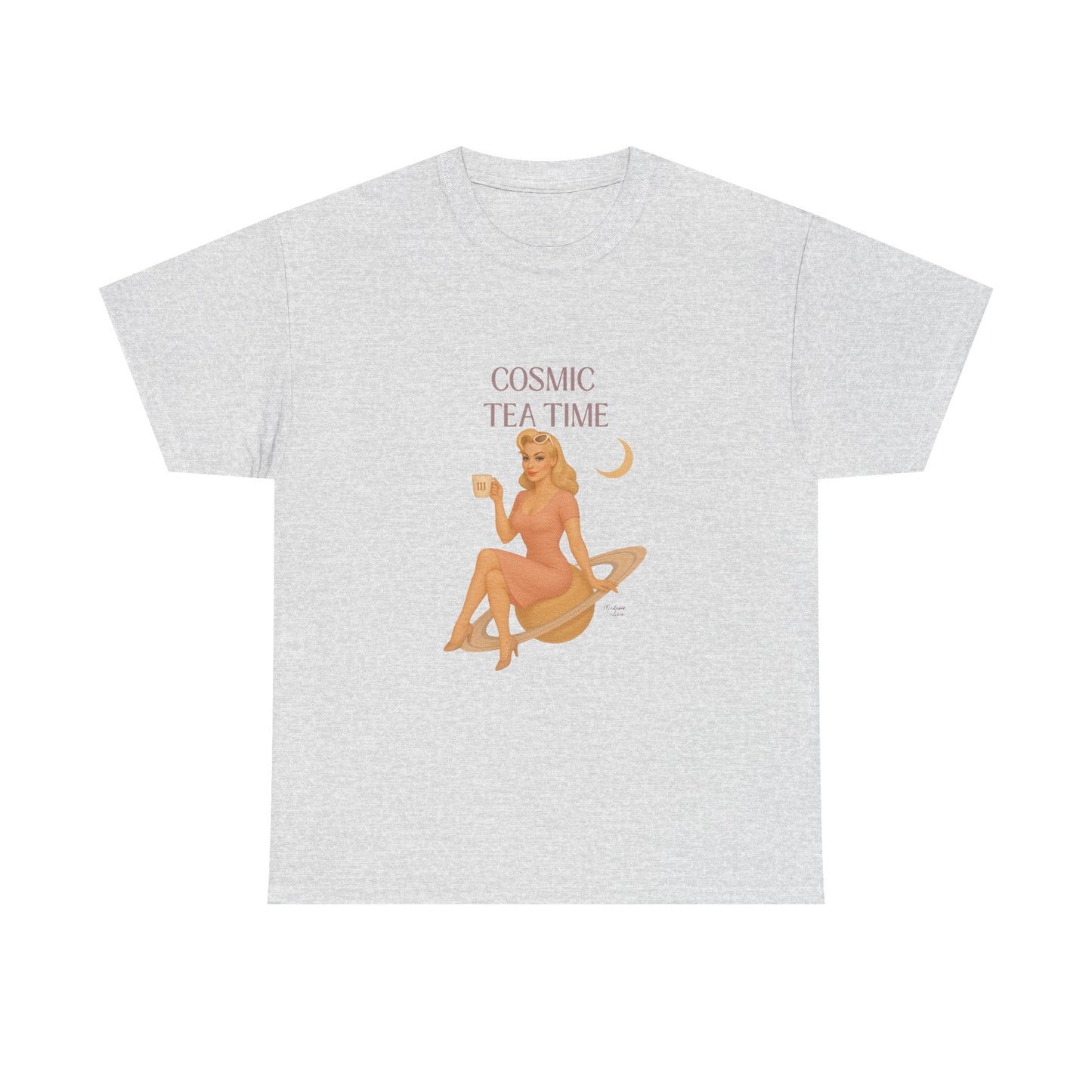 Cosmic Tea Time 111 Unisex T-Shirt – Retro Vintage Graphic Tee, Angel Number Shirt, Spiritual Pin Up Top, Unisex Cosmic Vibes Tee - Madame Soulière