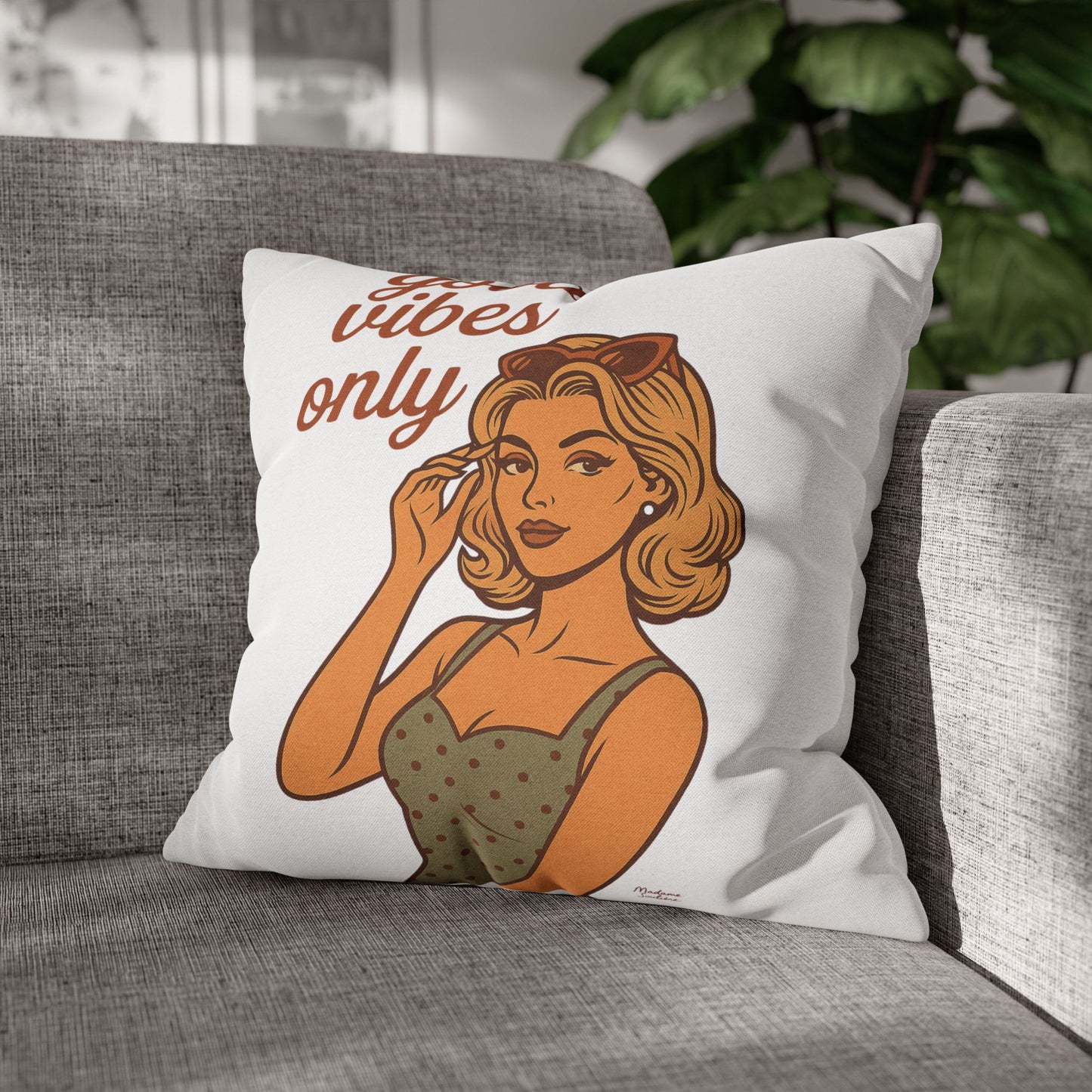 Good Vibes Only Starts Here - Retro Spiritual Pillow, Aesthetic Home Decor - Madame Soulière