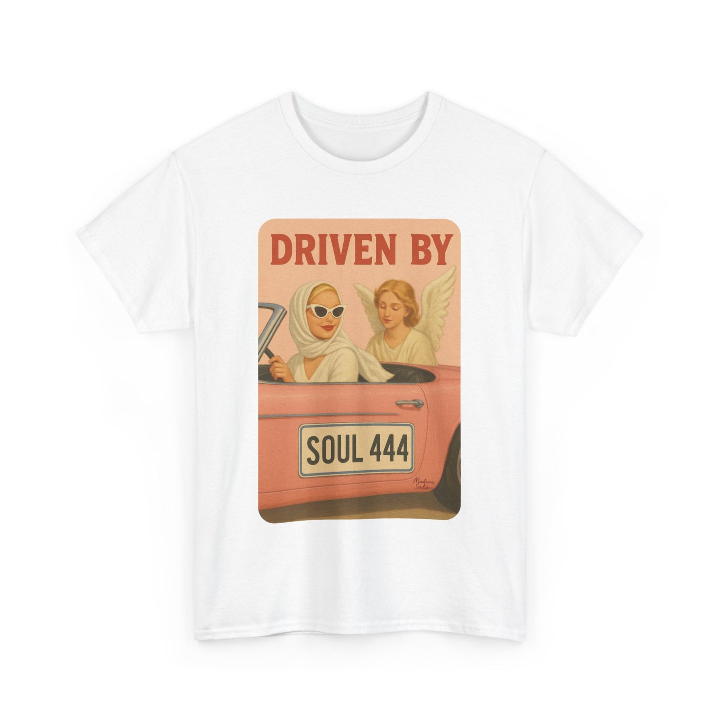 Driven by Soul 444 – Angel Number Retro Graphic Tee | Unisex Vintage Empowerment Shirt - Madame Soulière