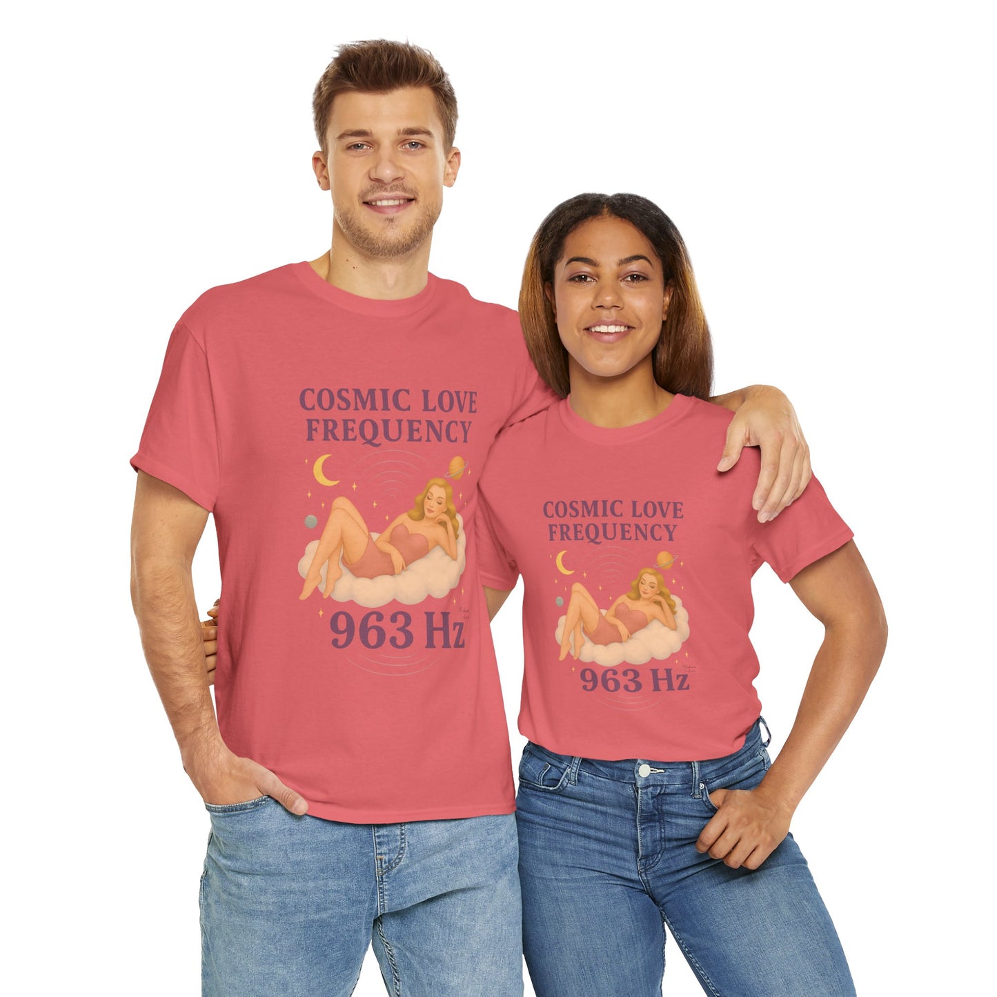 Cosmic Love Frequency 963 Hz Unisex T-Shirt – Retro Vintage Spiritual Graphic Tee, Angel Number Vibes, Feminine Pin Up Inspired Top - Madame Soulière
