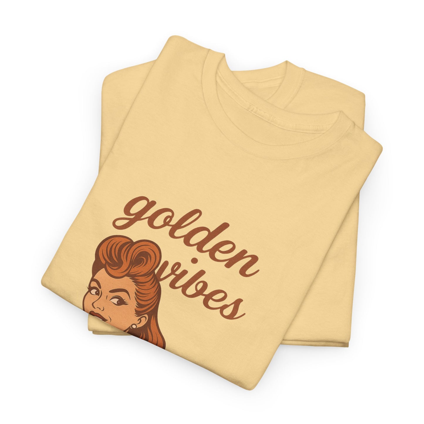 Golden Vibes – Retro Pin-Up Graphic Tee | Unisex Vintage Aesthetic T-Shirt - Madame Soulière