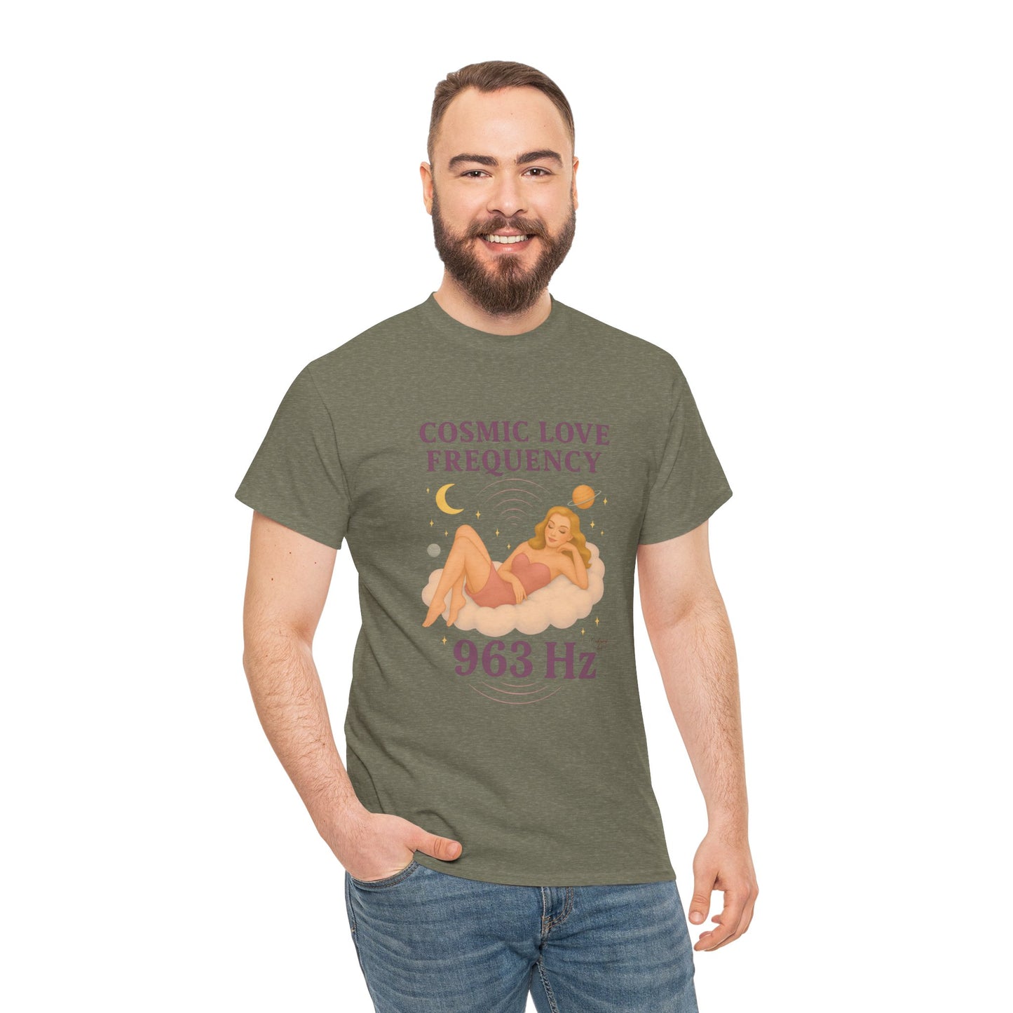 Cosmic Love Frequency 963 Hz Unisex T-Shirt – Retro Vintage Spiritual Graphic Tee, Angel Number Vibes, Feminine Pin Up Inspired Top - Madame Soulière