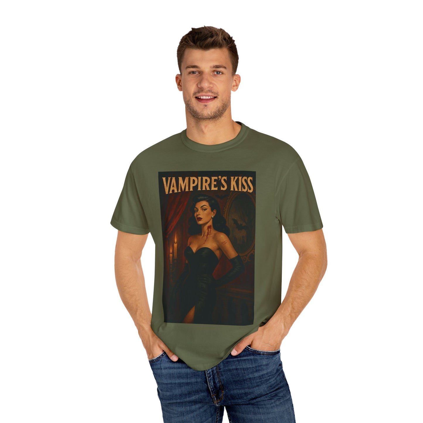 Vampire’s Kiss Halloween Unisex T-Shirt – Retro Vintage Vampire Graphic Tee, Spooky Horror Unisex Top, Gothic Scary Season Shirt - Madame Soulière