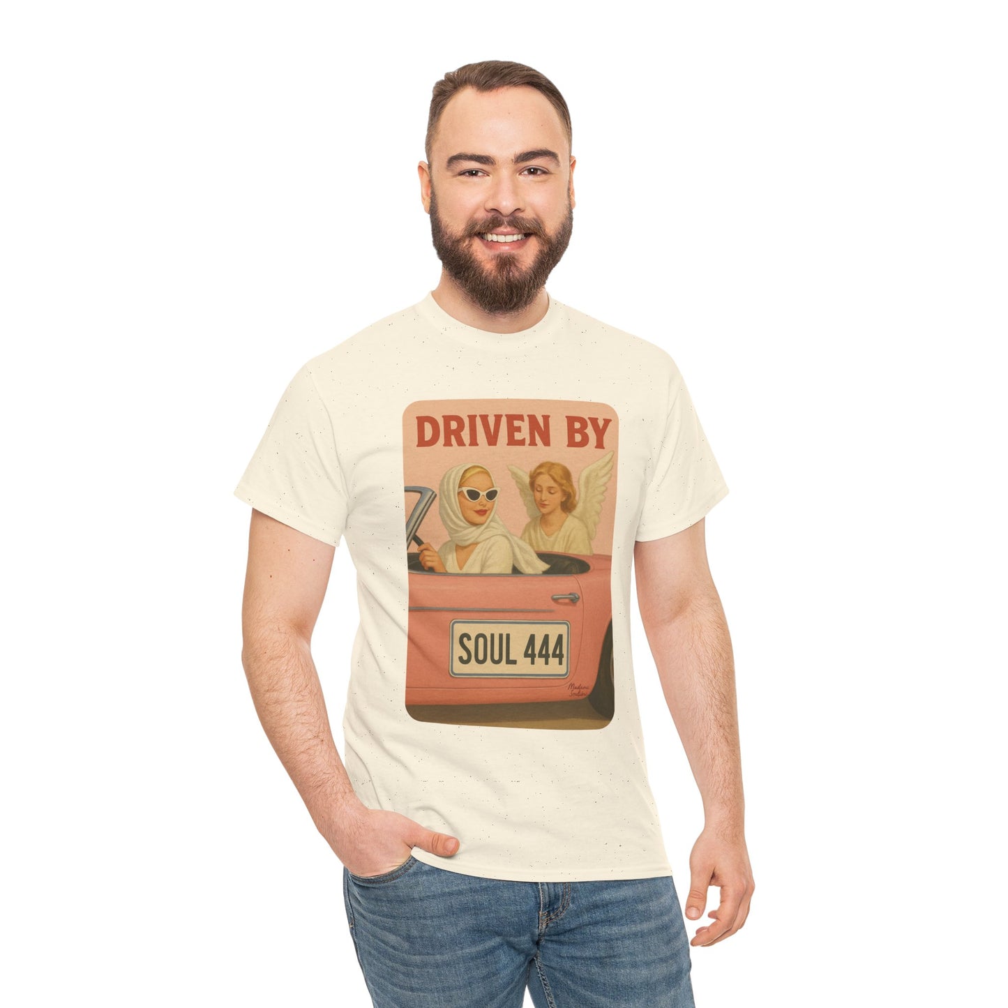 Driven by Soul 444 – Angel Number Retro Graphic Tee | Unisex Vintage Empowerment Shirt - Madame Soulière