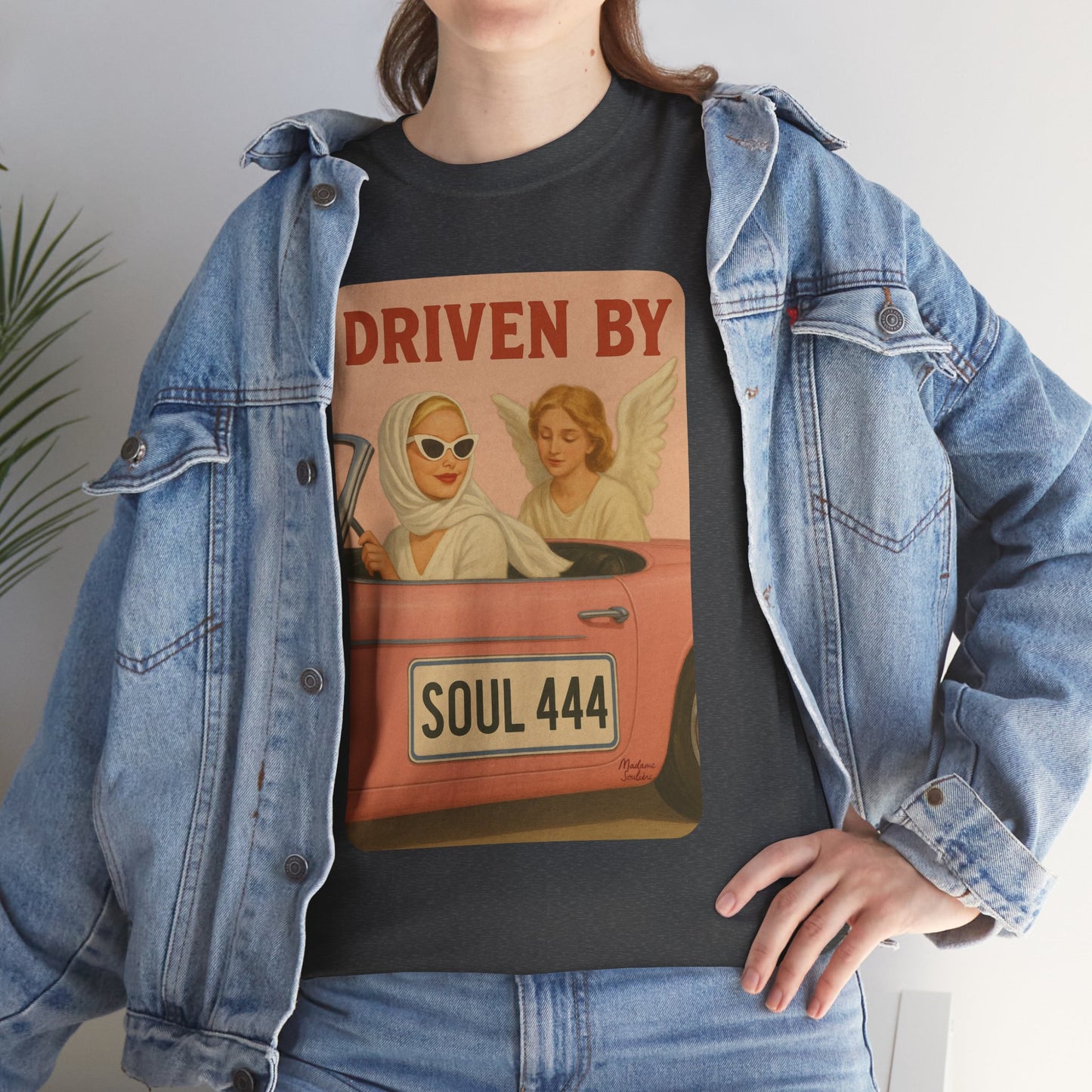 Driven by Soul 444 – Angel Number Retro Graphic Tee | Unisex Vintage Empowerment Shirt - Madame Soulière