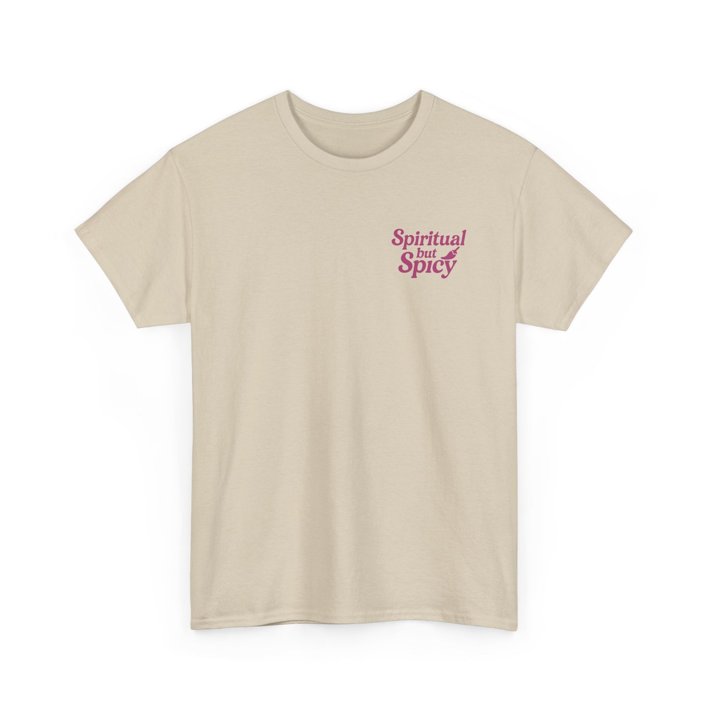 Spiritual but Spicy Unisex T-Shirt – Retro Mini Slogan Tee, Vintage Inspired Graphic Top, Feminine Statement Shirt - Madame Soulière