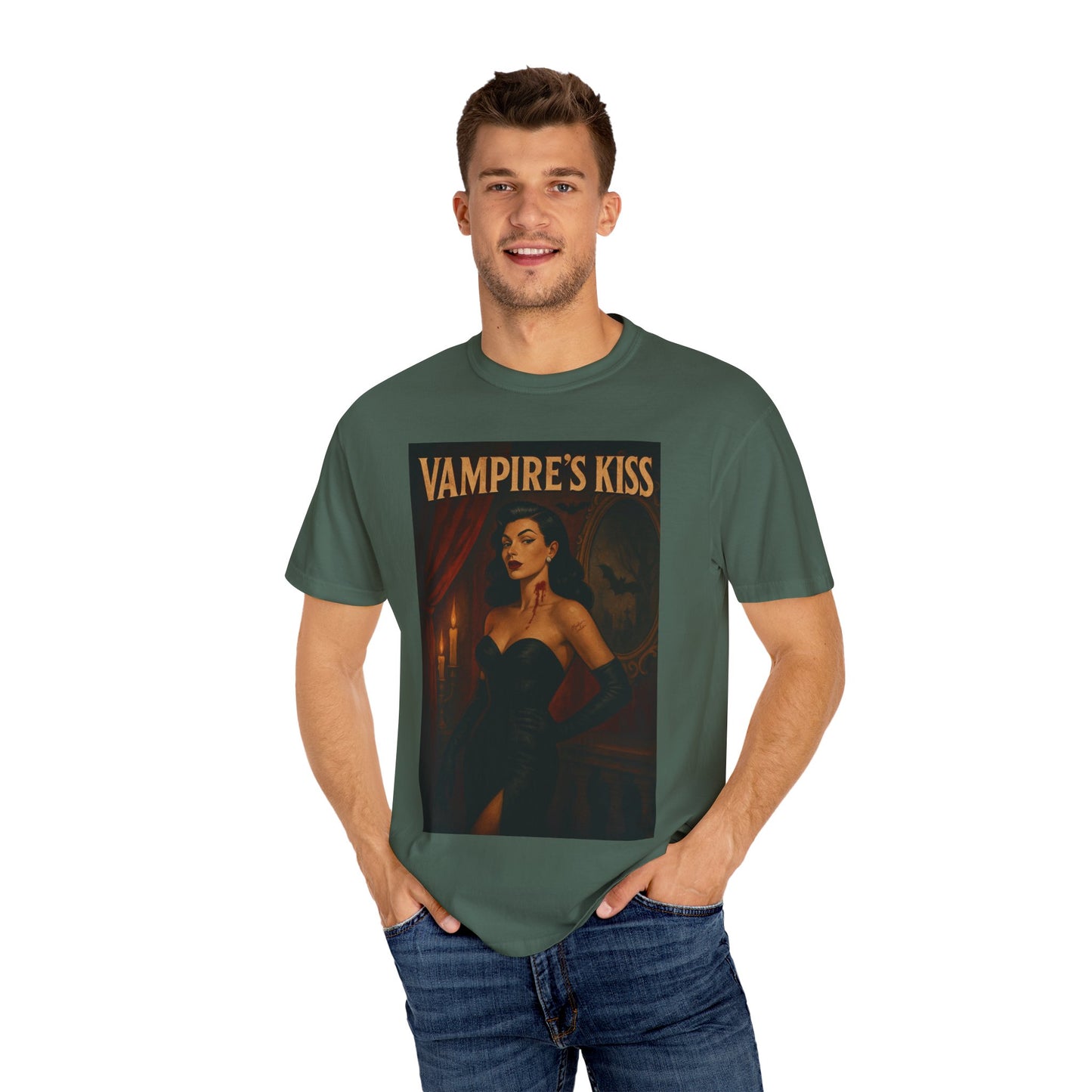 Vampire’s Kiss Halloween Unisex T-Shirt – Retro Vintage Vampire Graphic Tee, Spooky Horror Unisex Top, Gothic Scary Season Shirt - Madame Soulière
