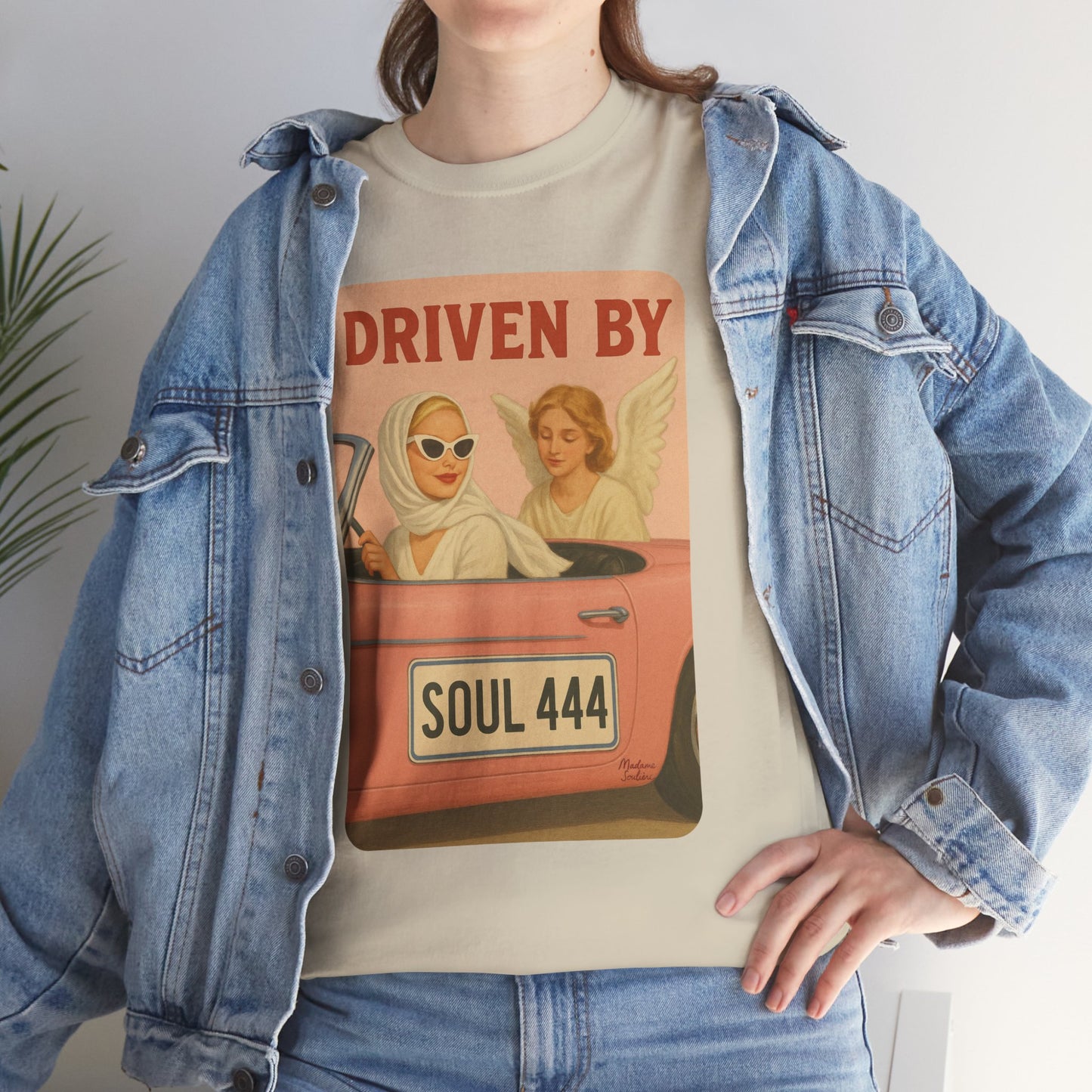 Driven by Soul 444 – Angel Number Retro Graphic Tee | Unisex Vintage Empowerment Shirt - Madame Soulière