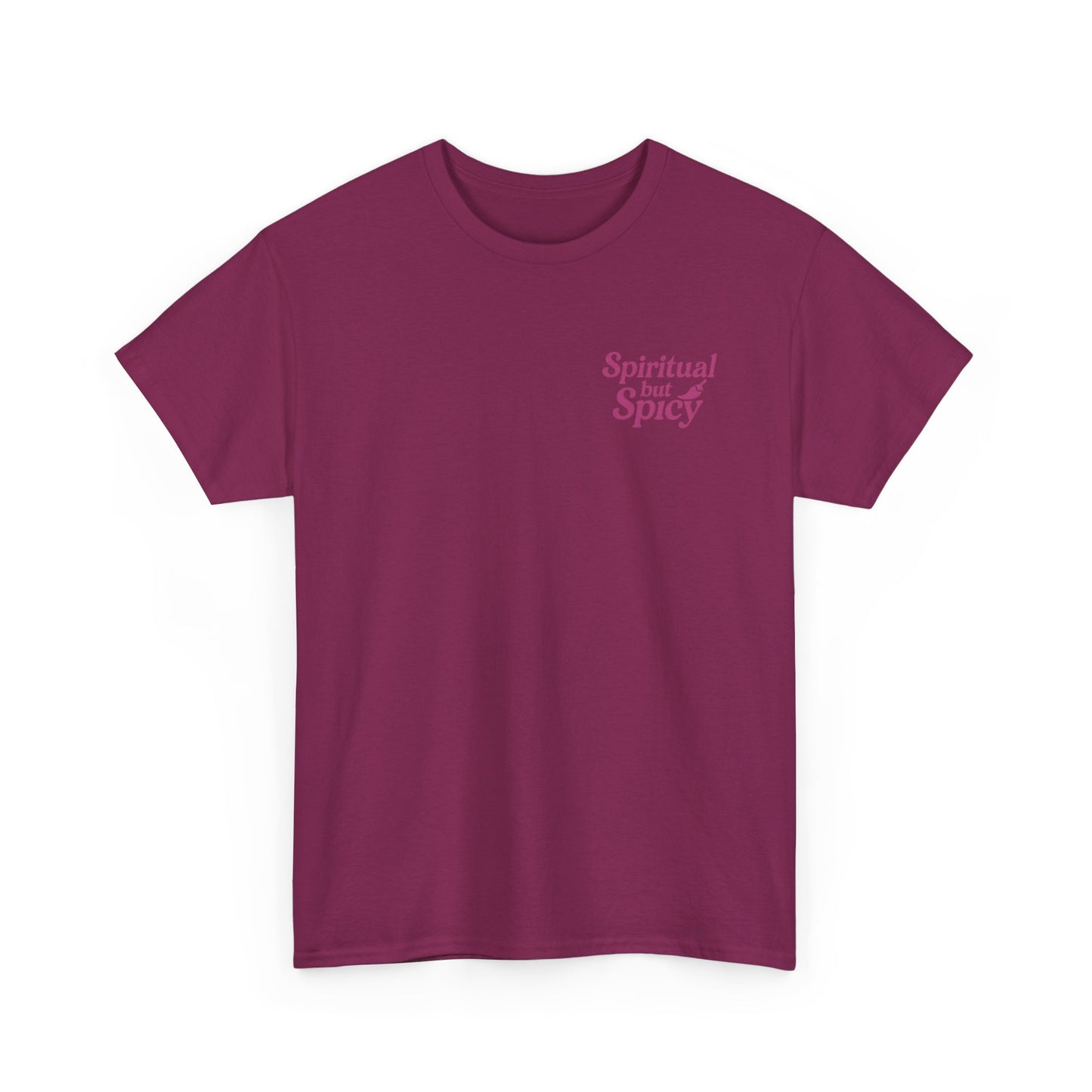 Spiritual but Spicy Unisex T-Shirt – Retro Mini Slogan Tee, Vintage Inspired Graphic Top, Feminine Statement Shirt - Madame Soulière