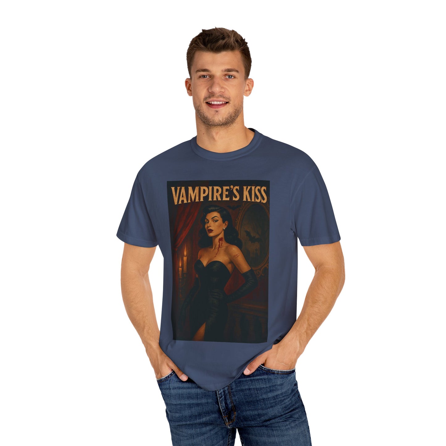 Vampire’s Kiss Halloween Unisex T-Shirt – Retro Vintage Vampire Graphic Tee, Spooky Horror Unisex Top, Gothic Scary Season Shirt - Madame Soulière