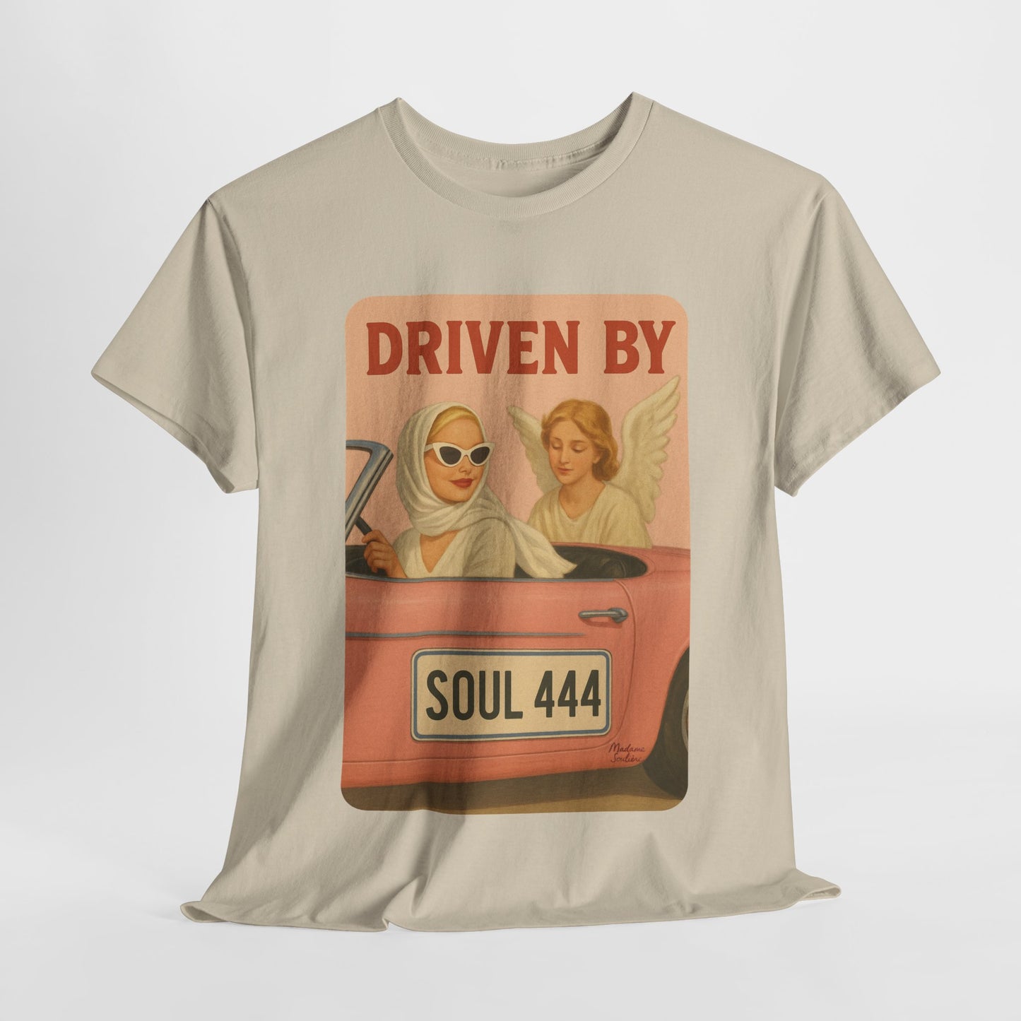 Driven by Soul 444 – Angel Number Retro Graphic Tee | Unisex Vintage Empowerment Shirt - Madame Soulière
