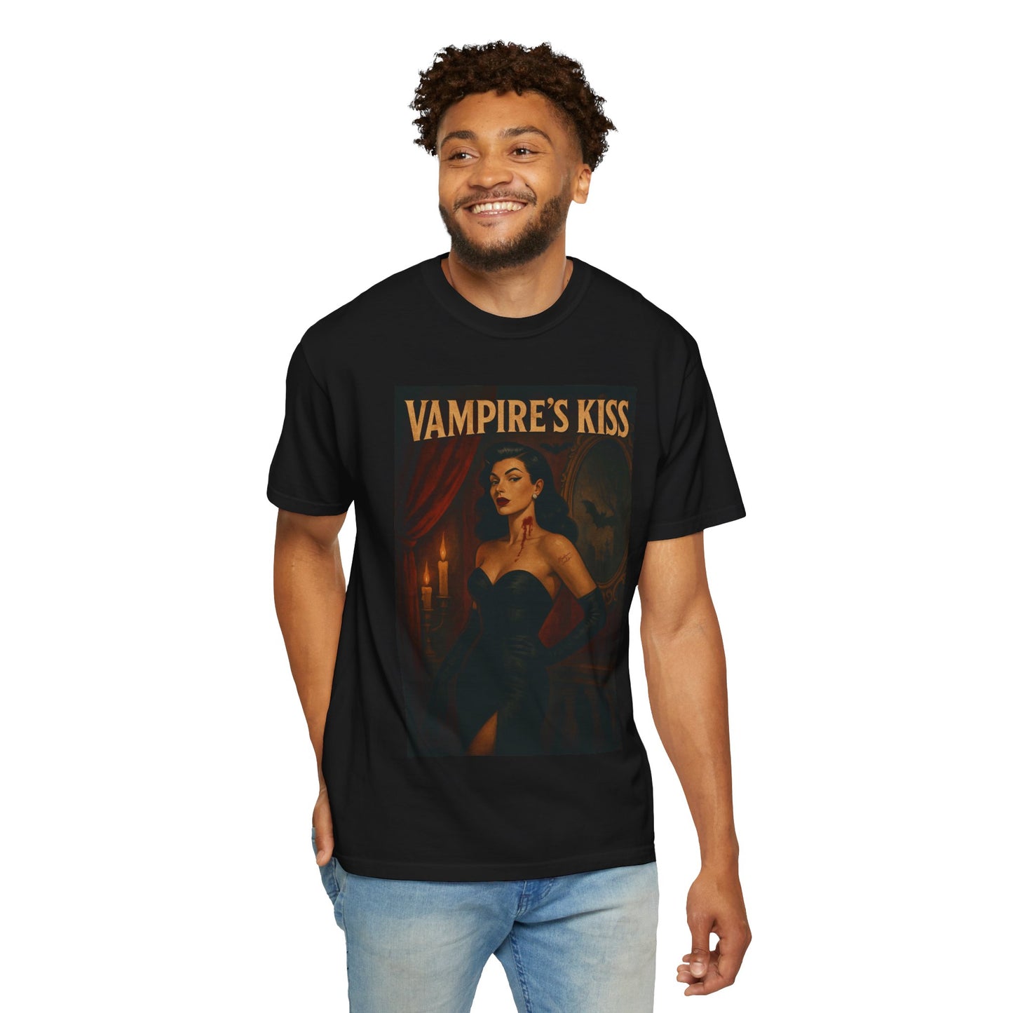 Vampire’s Kiss Halloween Unisex T-Shirt – Retro Vintage Vampire Graphic Tee, Spooky Horror Unisex Top, Gothic Scary Season Shirt - Madame Soulière