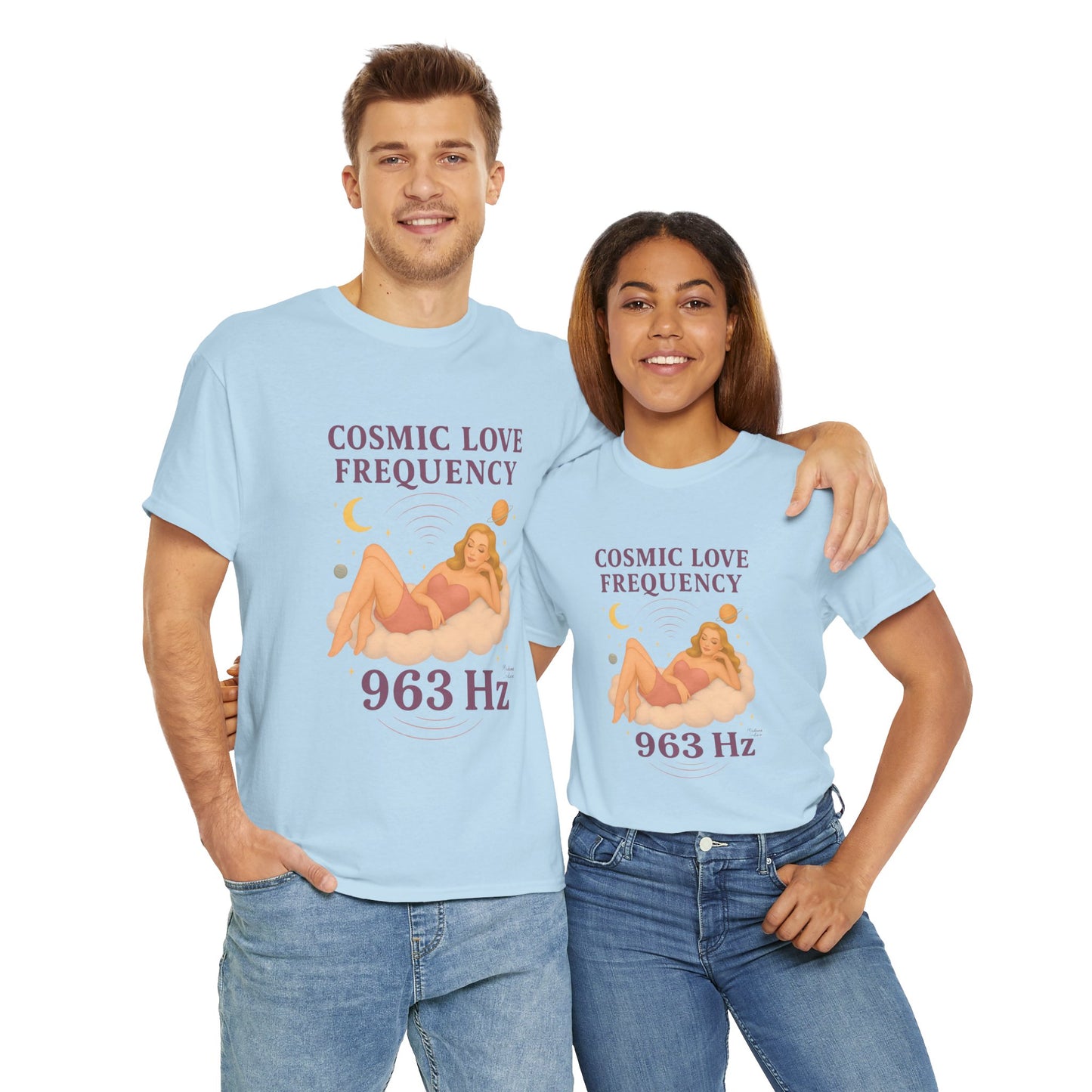 Cosmic Love Frequency 963 Hz Unisex T-Shirt – Retro Vintage Spiritual Graphic Tee, Angel Number Vibes, Feminine Pin Up Inspired Top - Madame Soulière