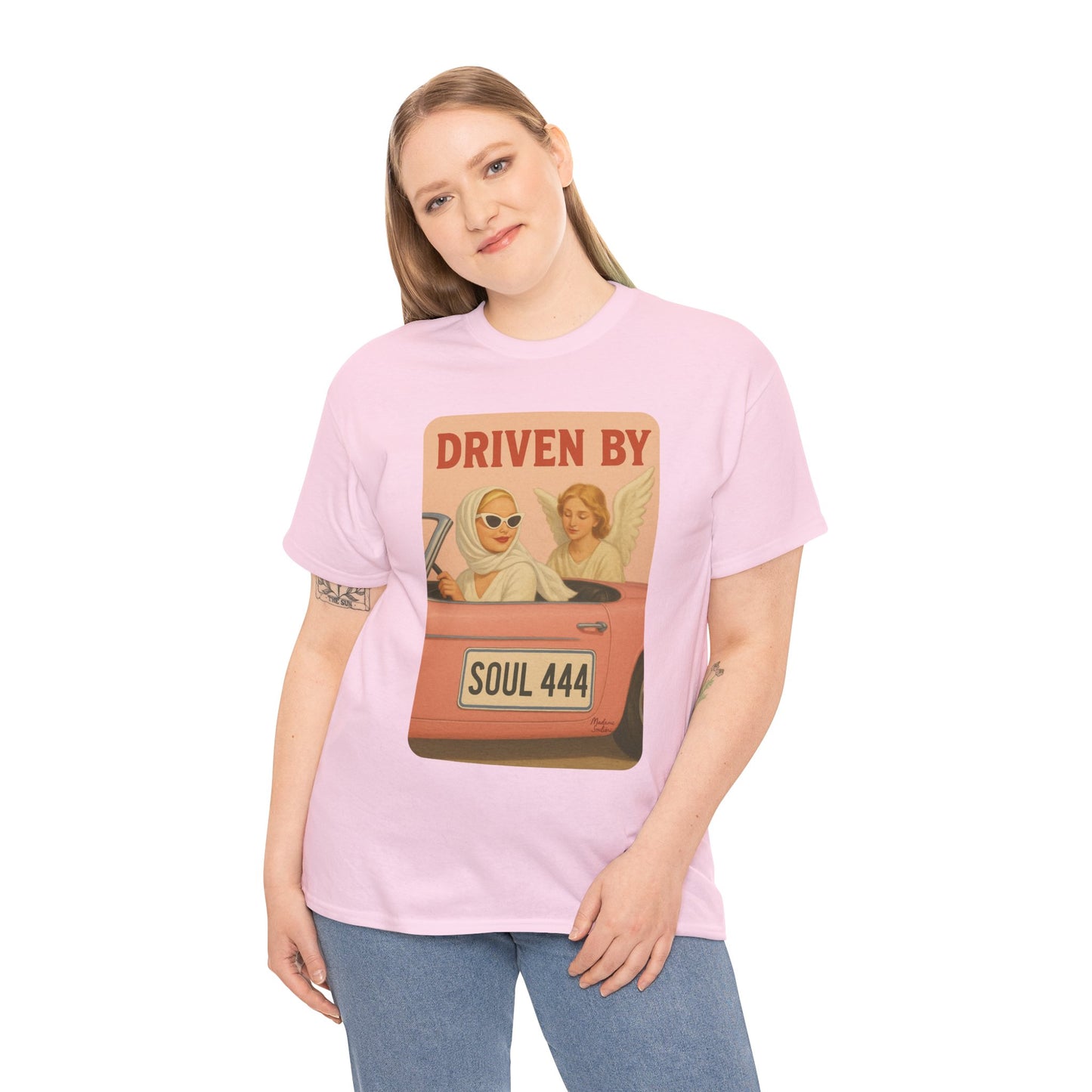 Driven by Soul 444 – Angel Number Retro Graphic Tee | Unisex Vintage Empowerment Shirt - Madame Soulière