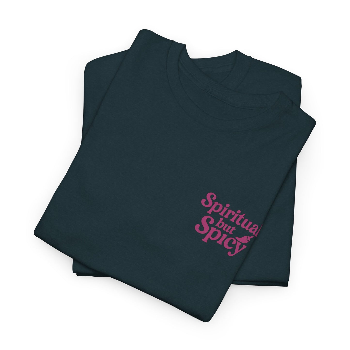 Spiritual but Spicy Unisex T-Shirt – Retro Mini Slogan Tee, Vintage Inspired Graphic Top, Feminine Statement Shirt - Madame Soulière
