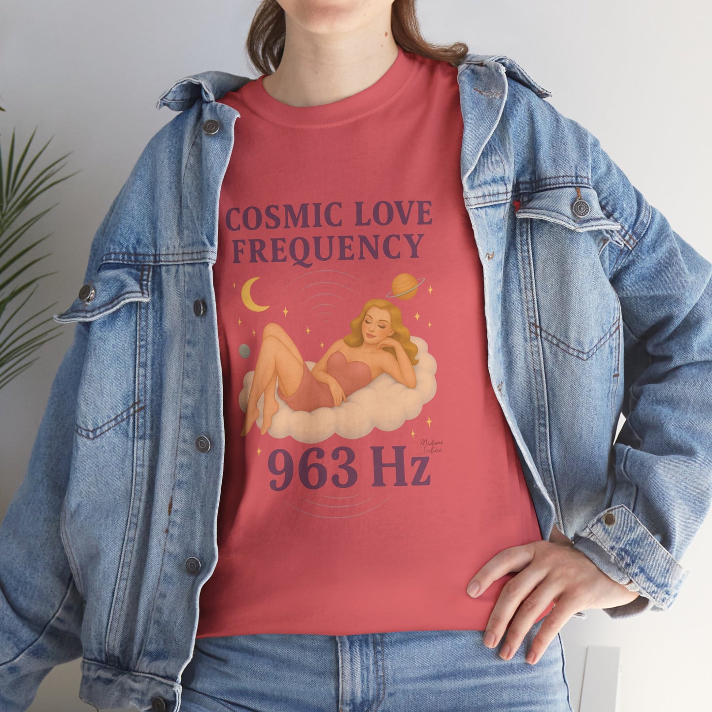 Cosmic Love Frequency 963 Hz Unisex T-Shirt – Retro Vintage Spiritual Graphic Tee, Angel Number Vibes, Feminine Pin Up Inspired Top - Madame Soulière