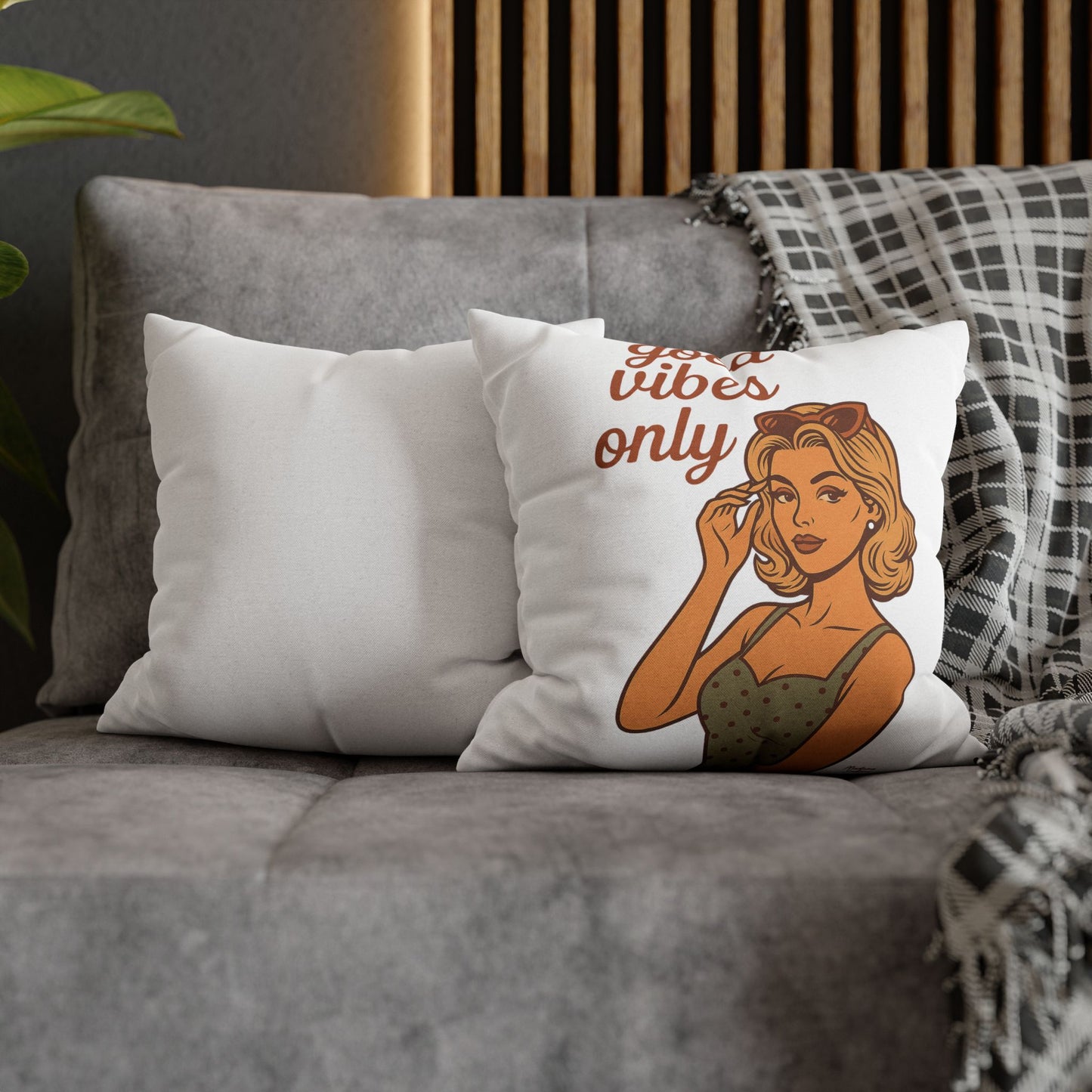 Good Vibes Only Starts Here - Retro Spiritual Pillow, Aesthetic Home Decor - Madame Soulière
