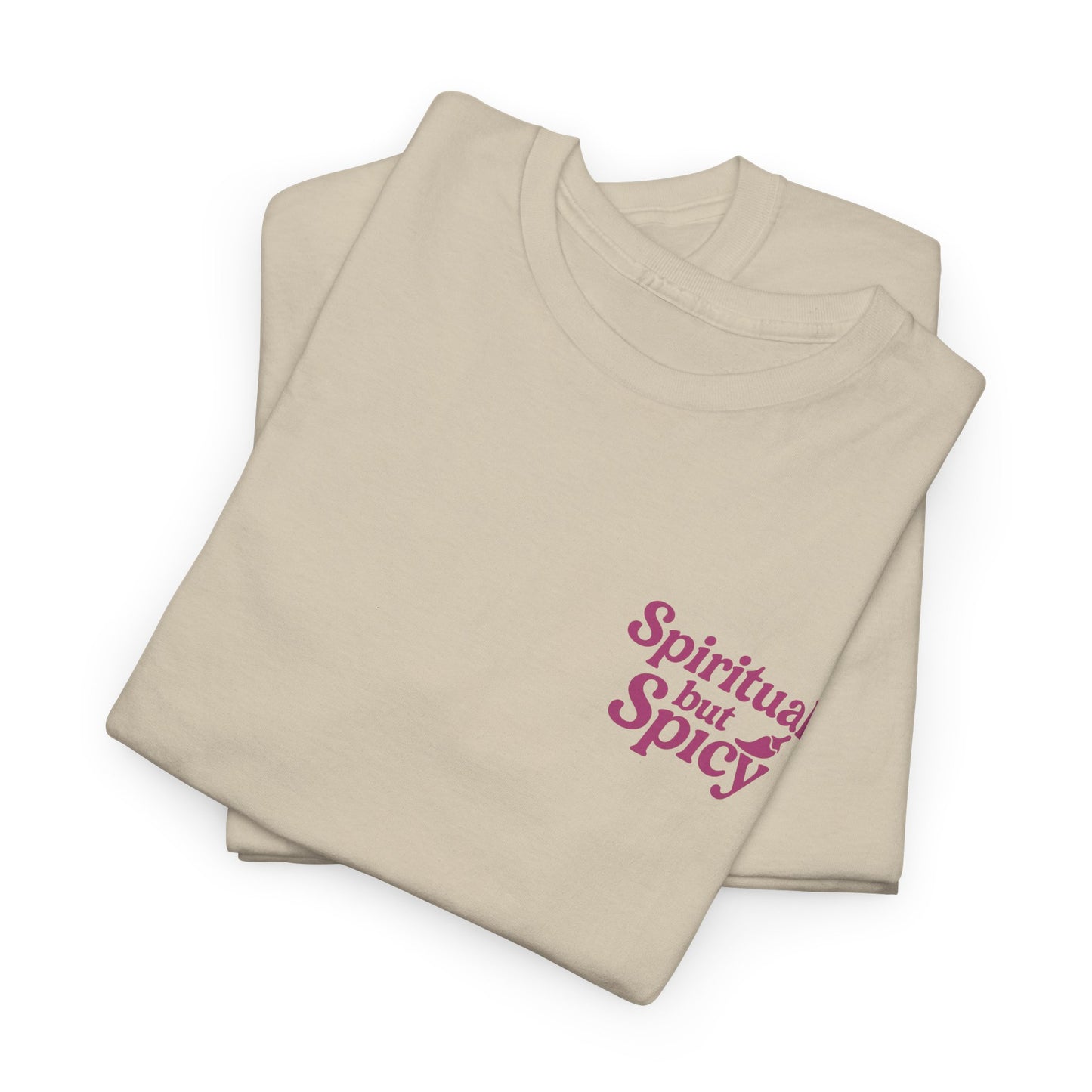 Spiritual but Spicy Unisex T-Shirt – Retro Mini Slogan Tee, Vintage Inspired Graphic Top, Feminine Statement Shirt - Madame Soulière