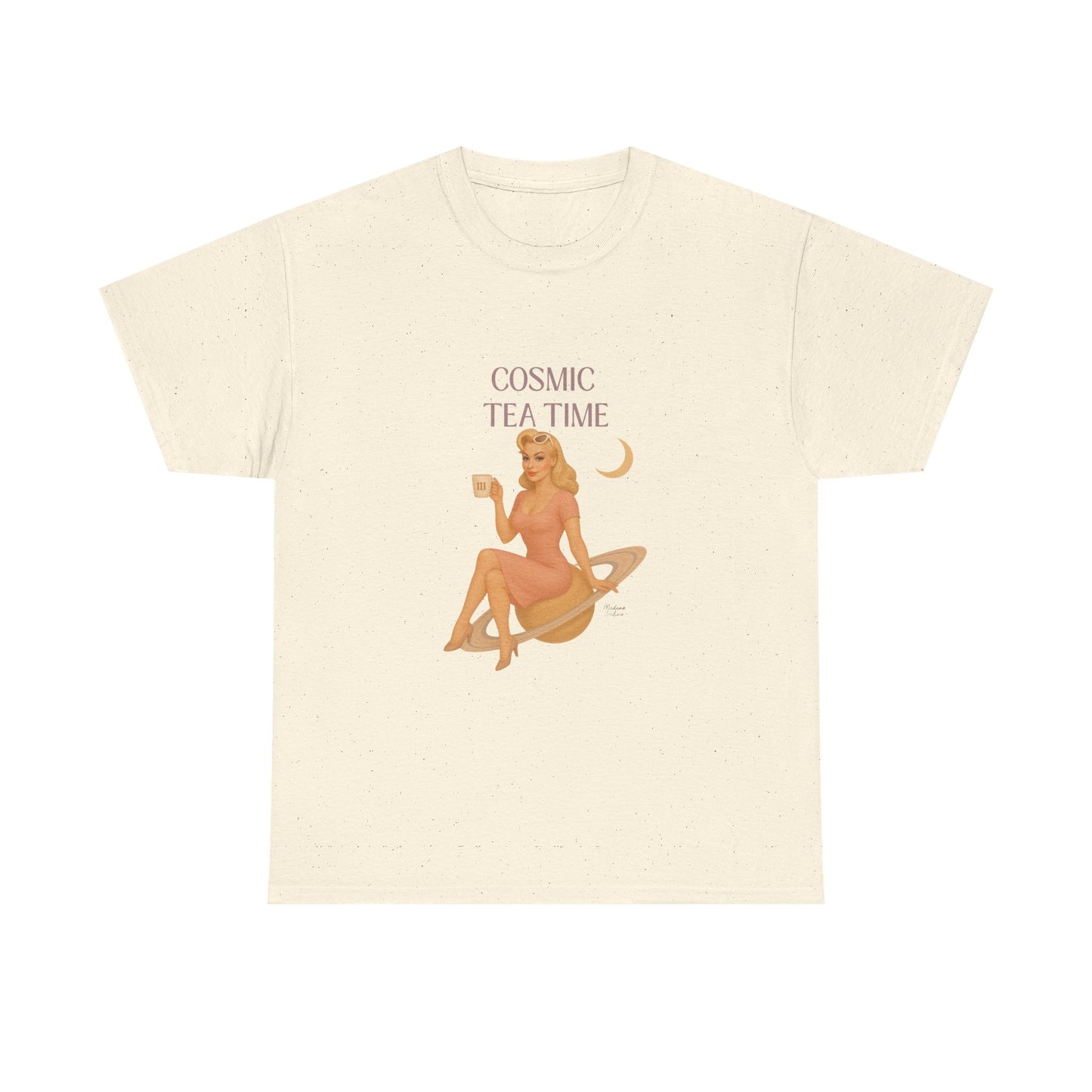 Cosmic Tea Time 111 Unisex T-Shirt – Retro Vintage Graphic Tee, Angel Number Shirt, Spiritual Pin Up Top, Unisex Cosmic Vibes Tee - Madame Soulière