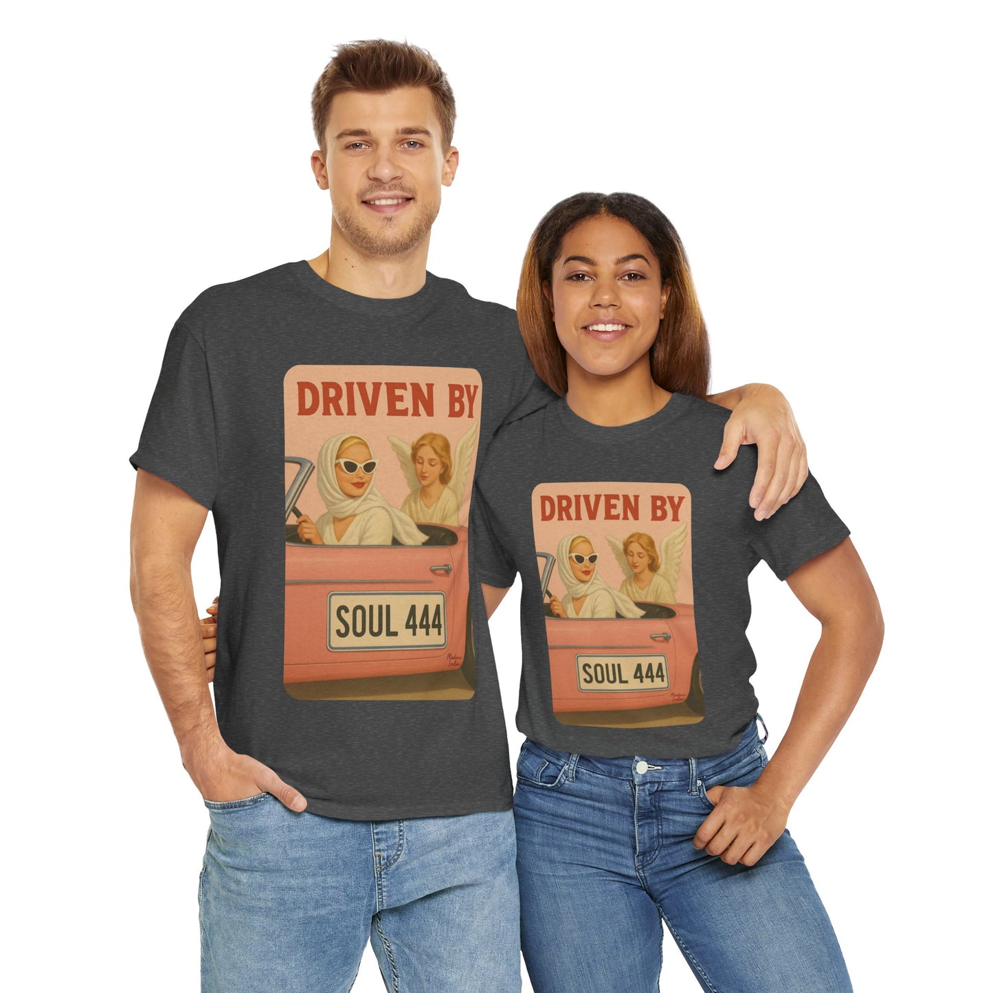 Driven by Soul 444 – Angel Number Retro Graphic Tee | Unisex Vintage Empowerment Shirt - Madame Soulière