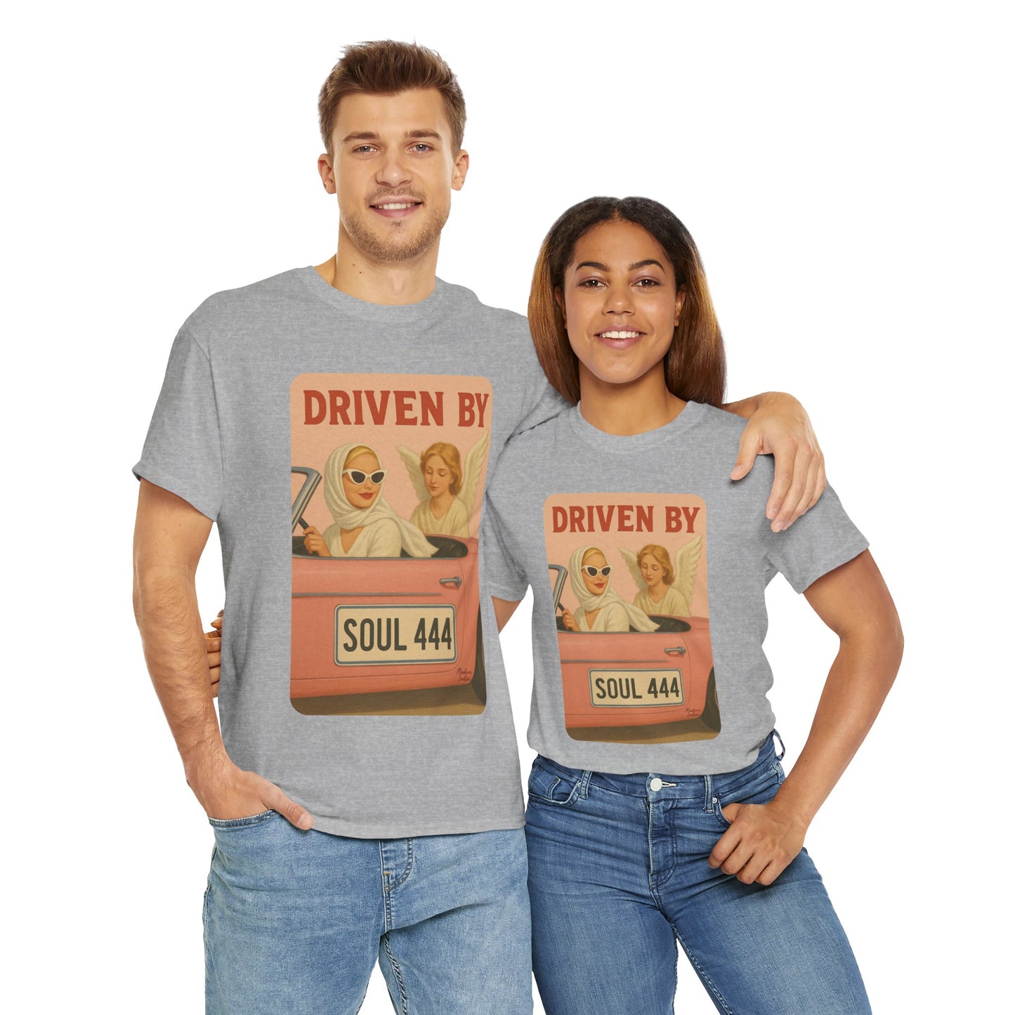 Driven by Soul 444 – Angel Number Retro Graphic Tee | Unisex Vintage Empowerment Shirt - Madame Soulière