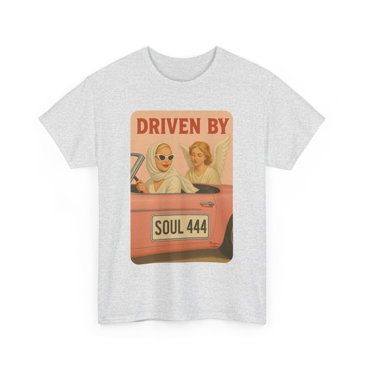 Driven by Soul 444 – Angel Number Retro Graphic Tee | Unisex Vintage Empowerment Shirt - Madame Soulière