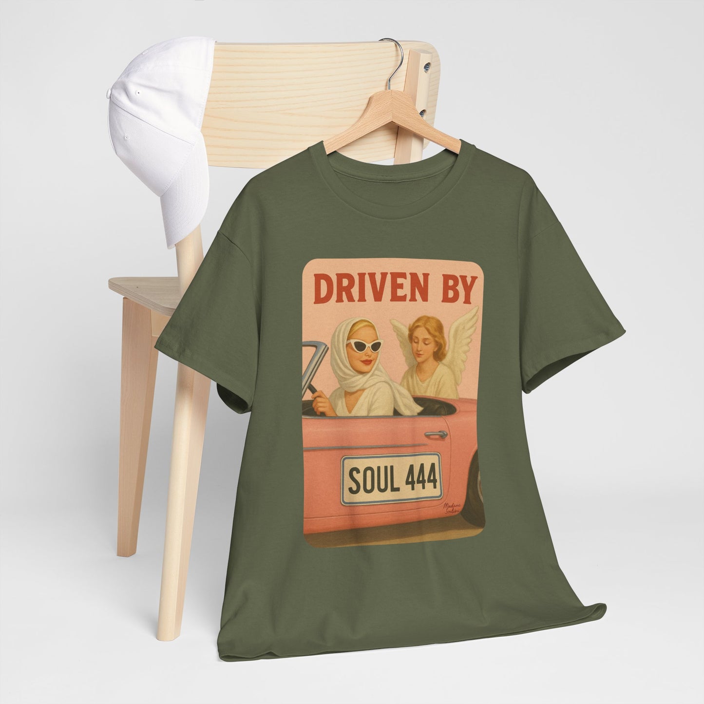Driven by Soul 444 – Angel Number Retro Graphic Tee | Unisex Vintage Empowerment Shirt - Madame Soulière
